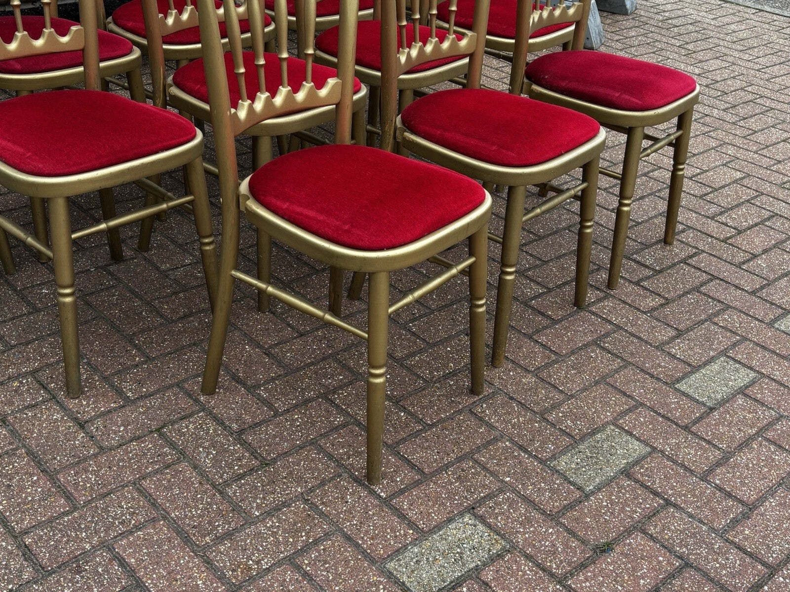 12 Cafe / Events Louis Style Gold Gilt Wooden And Upholstered Dining Chairs photo 709.0