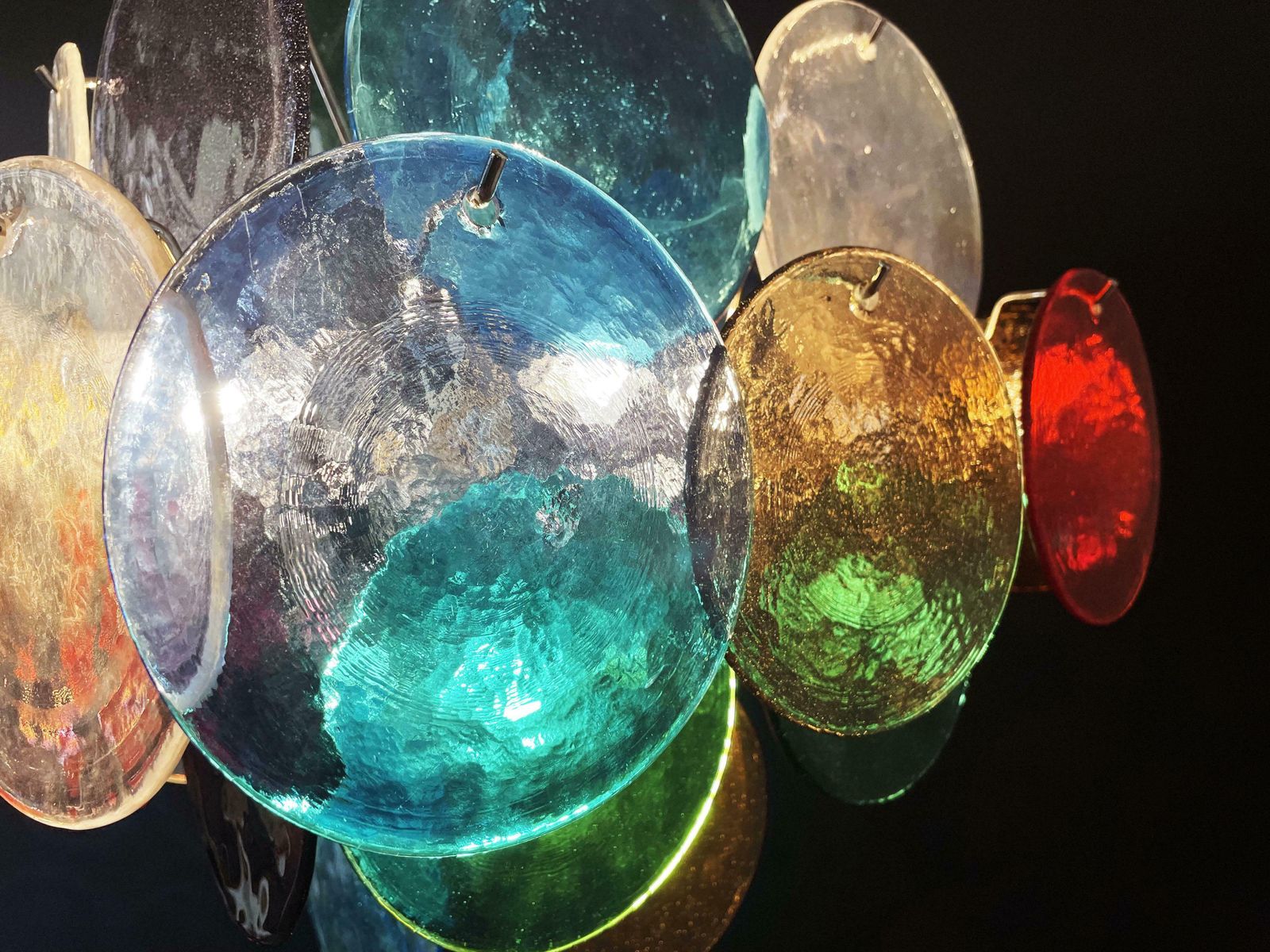 Lighting Charming Mid Century Arlecchino Italian Disc Chandelier Murano 1990s photo