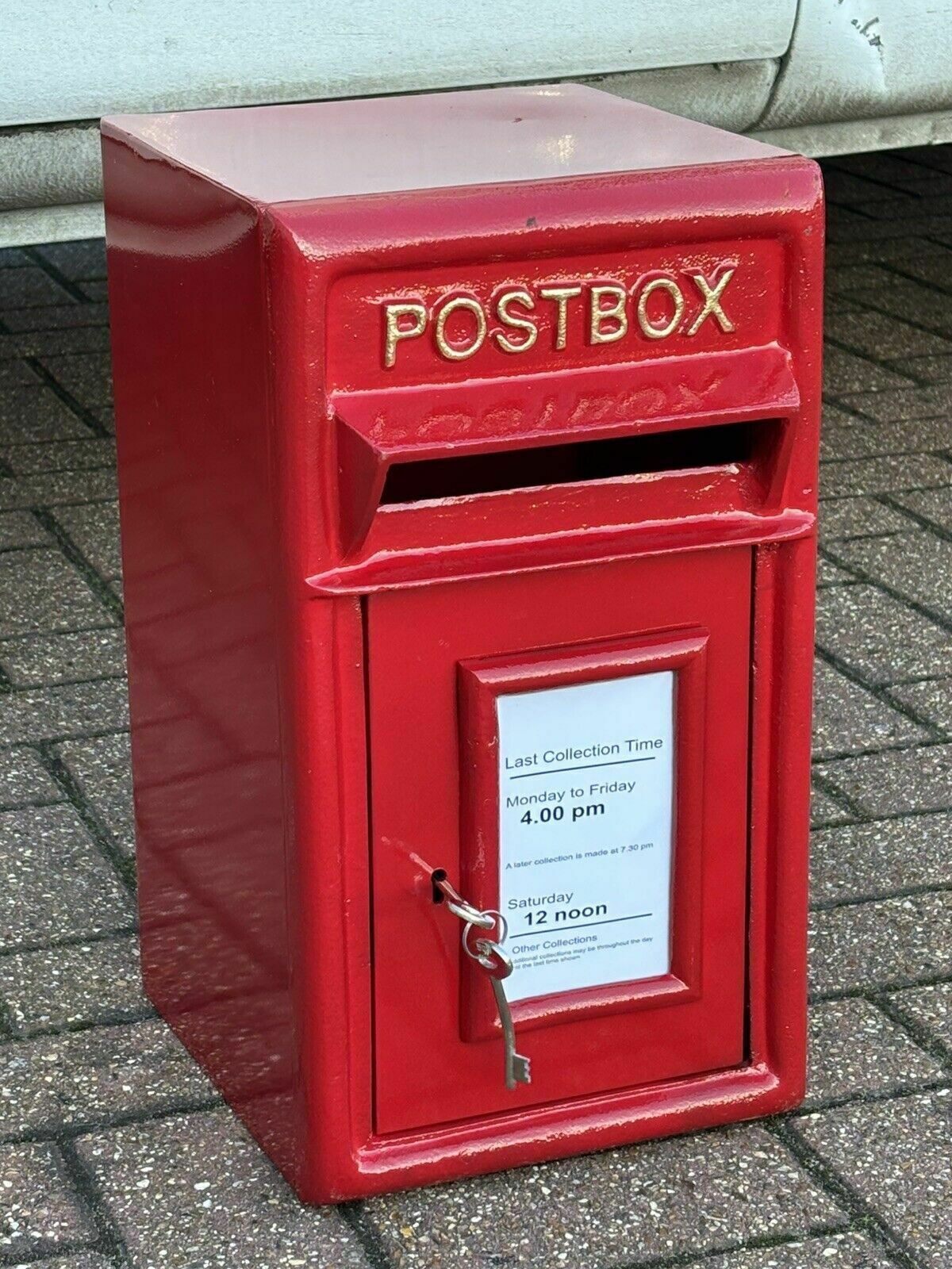 Red Post Box. With 2 Keys. Cast Iron & Steel. We Ship Worldwide. photo furniture