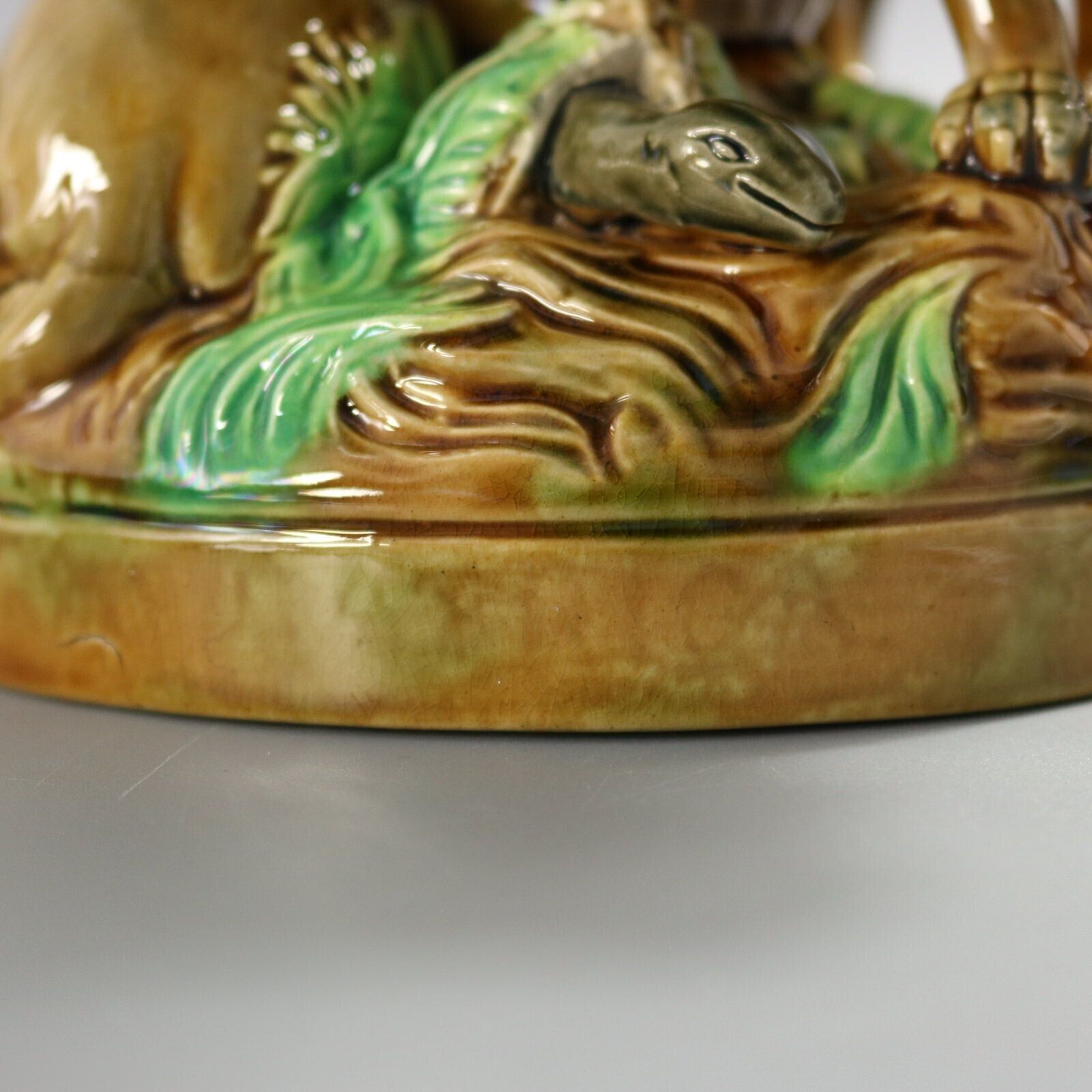 photo vinterior George Jones Majolica Africa Lions Compote