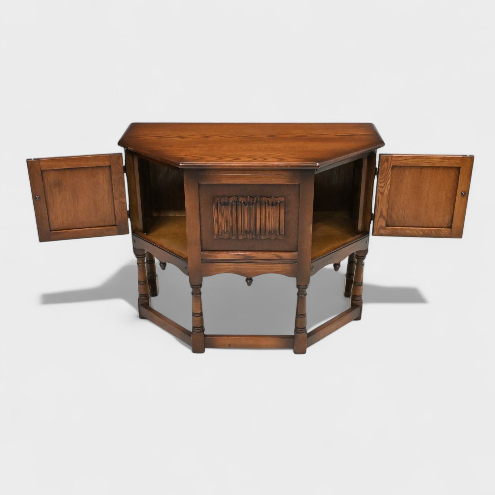 photo furniture Old Charm Canted Table Finished In Tudor Brown Free Uk Delivery*