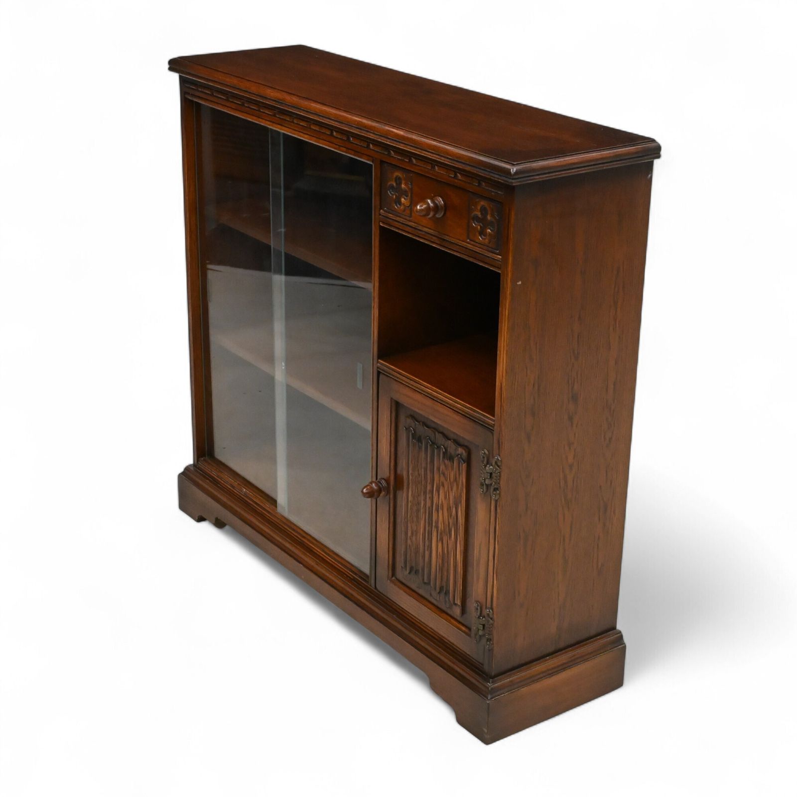 Old Charm Small Bookcase Drawer Tudor Brown Finish Free Uk Delivery* photo furniture