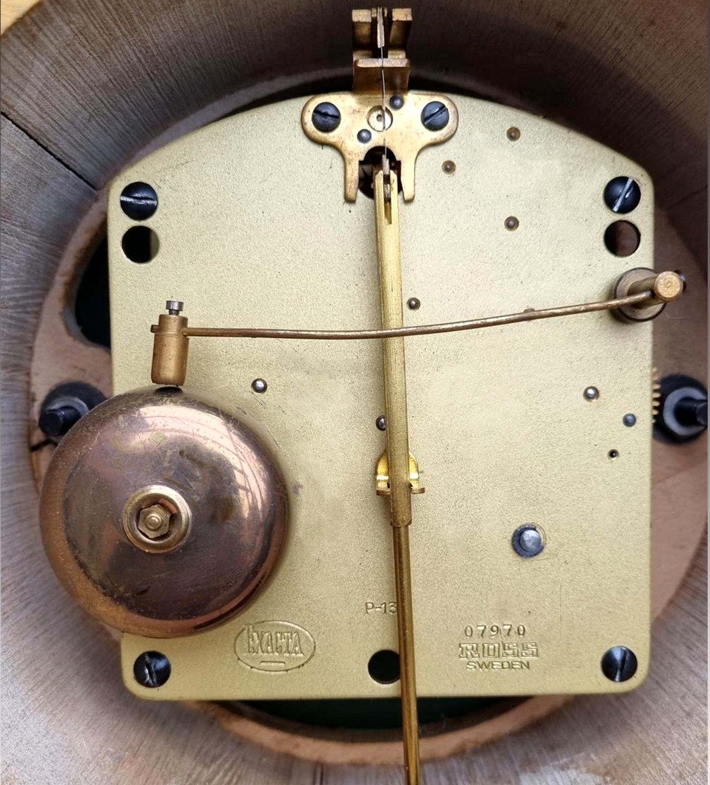 Antique Swedish Gilded Wooden Wall Clock Exacta Made By Hasselblad Sweden 60cm H photo 682.0