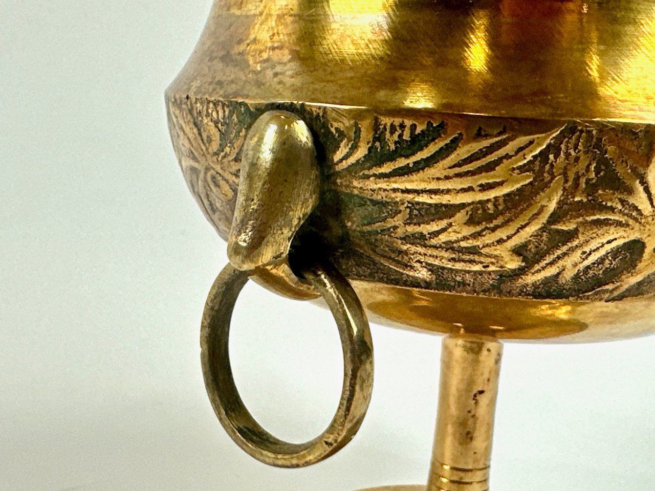 Antique Danish Brass Footed Pedestal Bowl From Malm, 1950s photo vintage