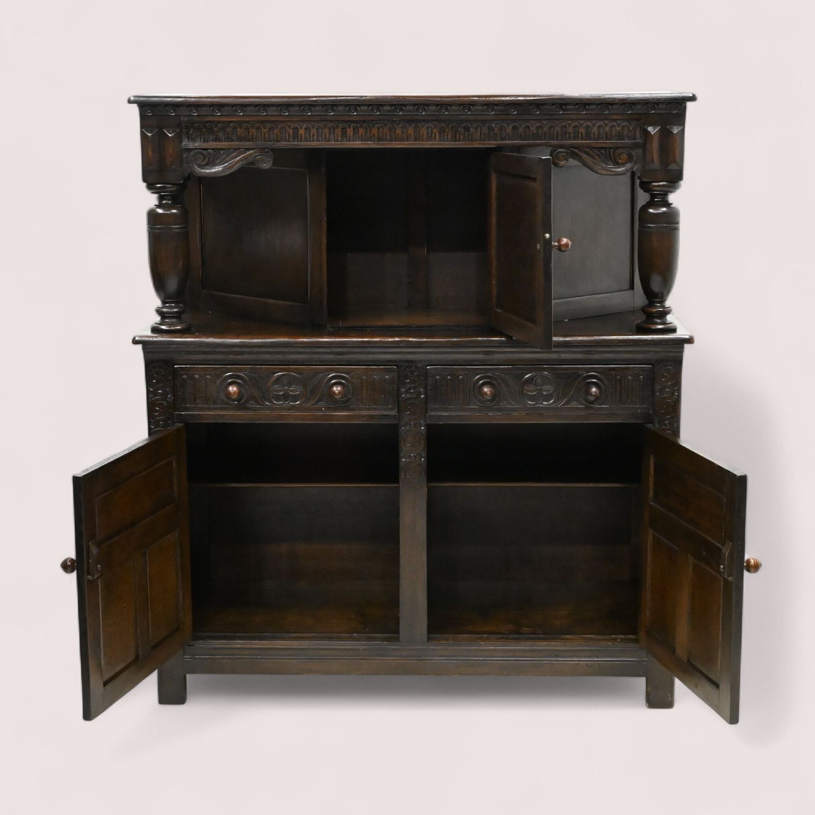 867.0 Oak Court Buffett Sideboard 1920s By Skull (Ercol) Free Uk Delivery. photo