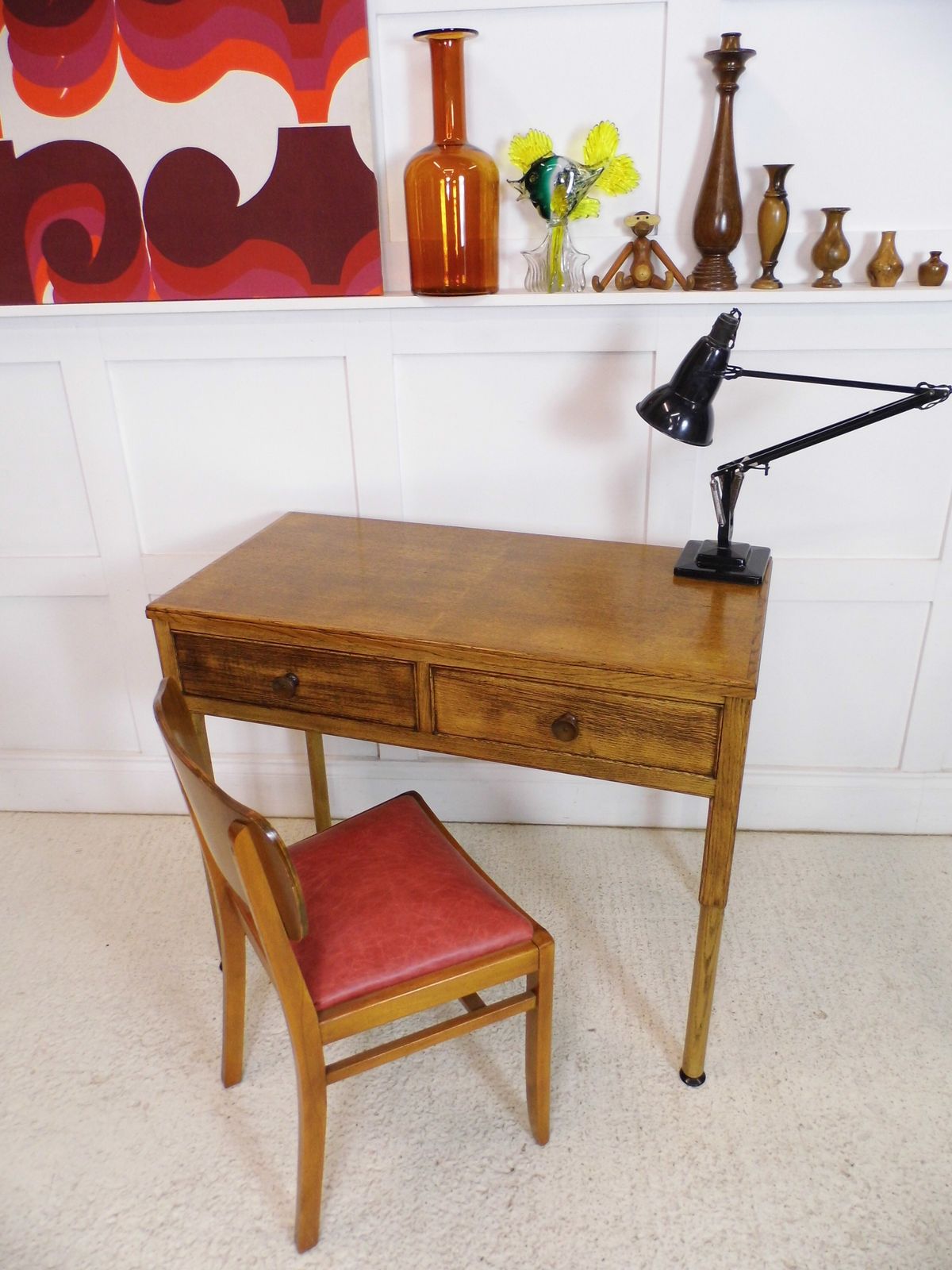 Rare Gordon Russell Oak Desk Table Royal Marlborough House Air Ministry 1950s