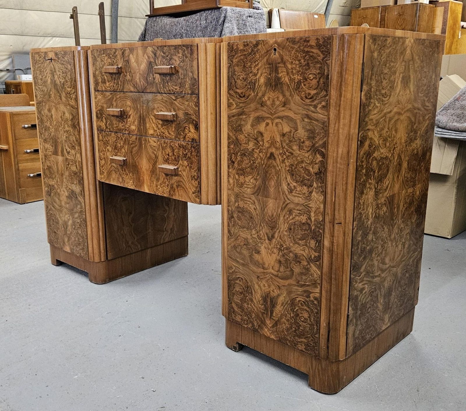 Art Deco Sideboard With A Stunning Figured Walnut photo vinterior