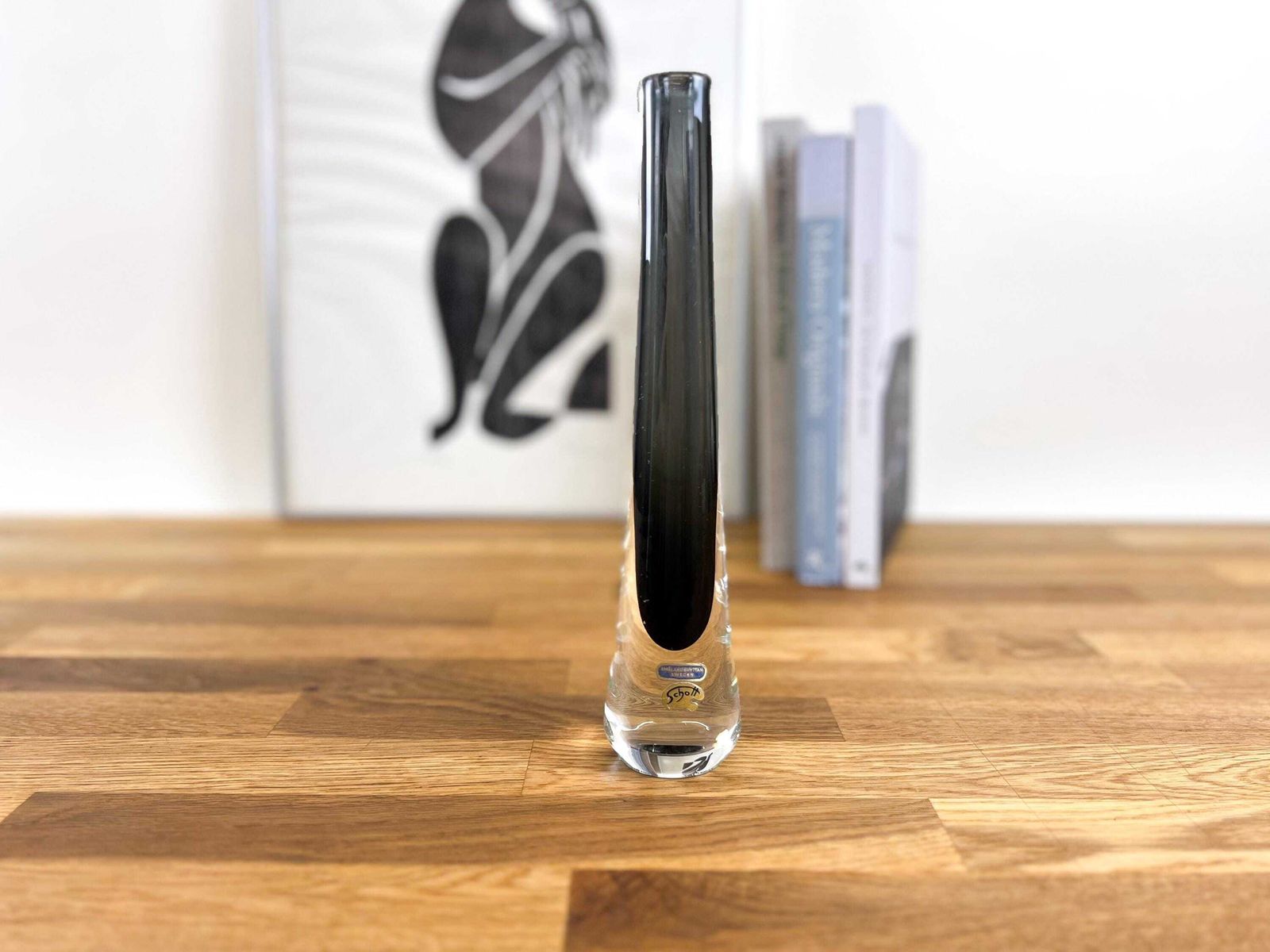 Josef Schott Art Glass Vase: Smokey Grey Smalandshyttan, Sweden