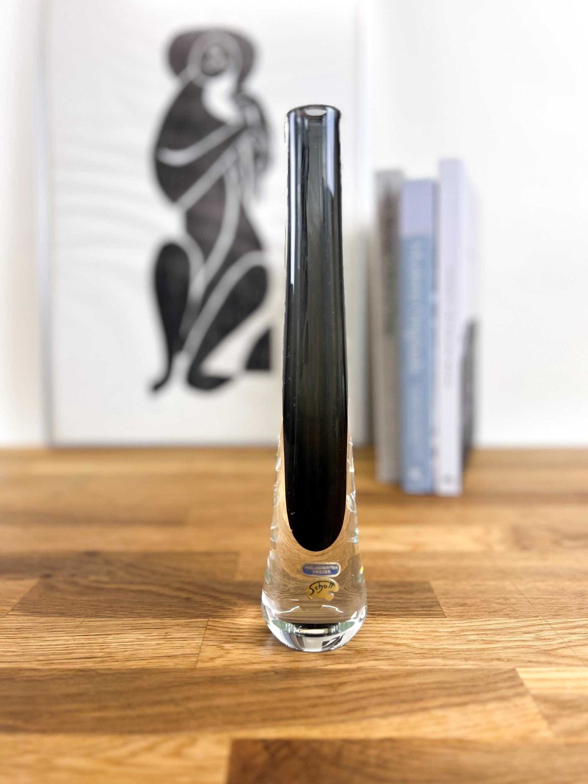 Josef Schott Art Glass Vase: Smokey Grey Smalandshyttan, Sweden photo Home Decor