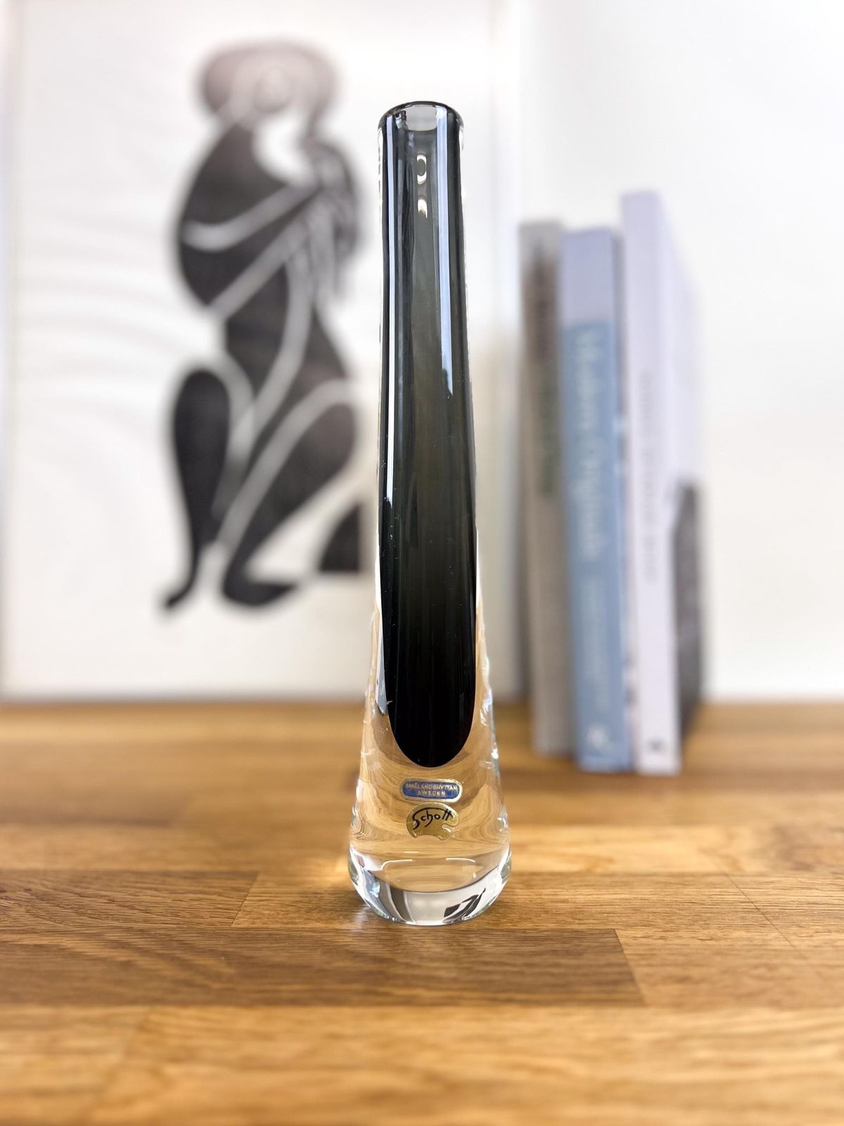 Josef Schott Art Glass Vase: Smokey Grey Smalandshyttan, Sweden photo buy