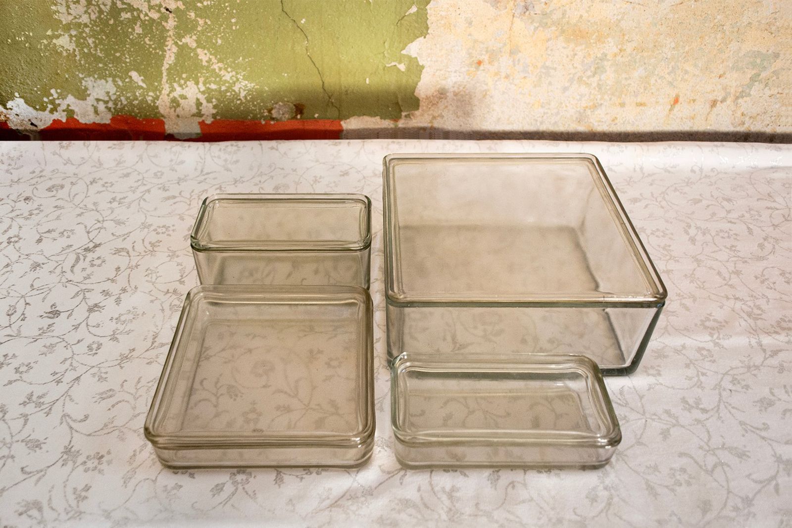 Kubus Glass Containers With Lids By Wilhelm Wagenfeld For Vlg, 1930s, Set Of 8