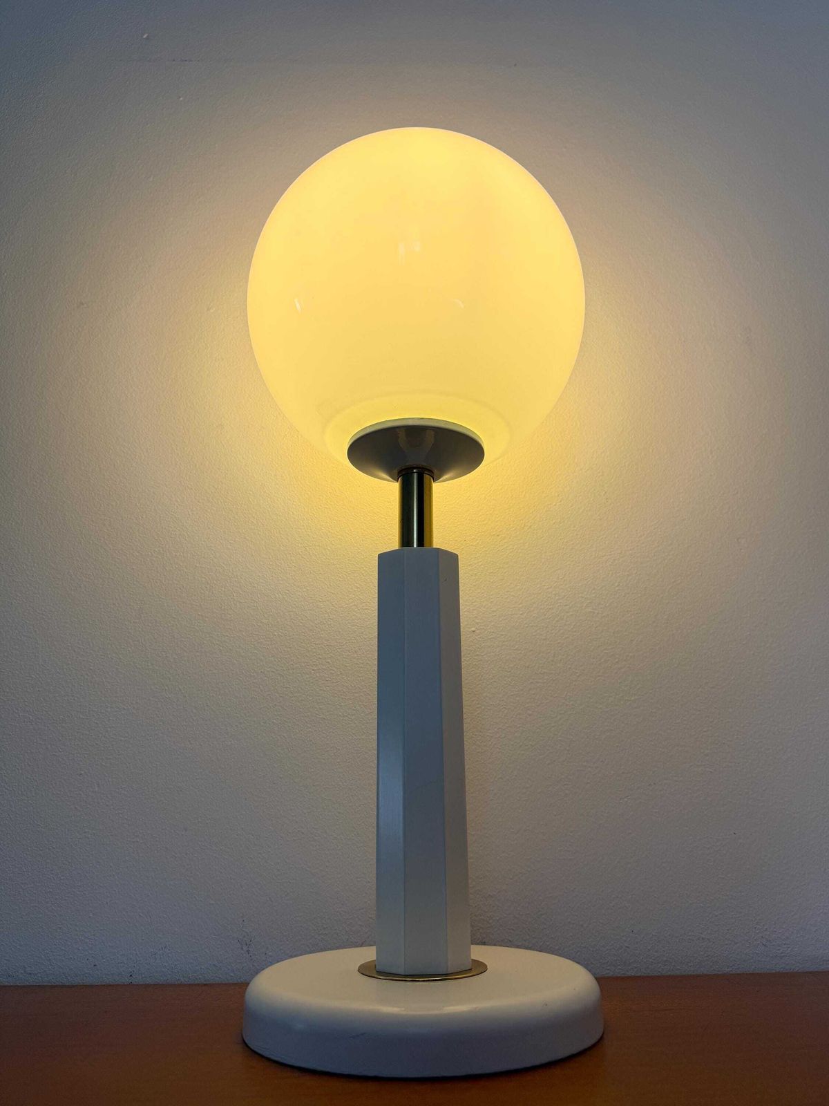 Vintage Bony Design Tafellamp | Hout, Messing, Glas | Dutch Design | Jaren '80 | Mid Century photo 177.0