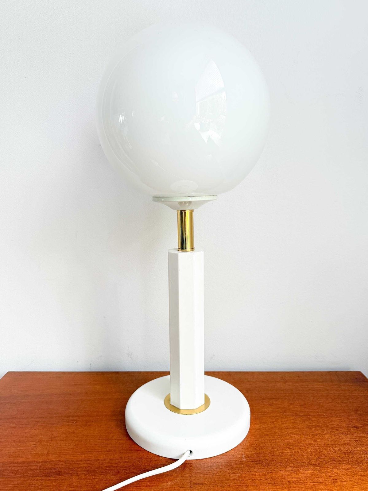 Vintage Bony Design Tafellamp | Hout, Messing, Glas | Dutch Design | Jaren '80 | Mid Century photo vinterior