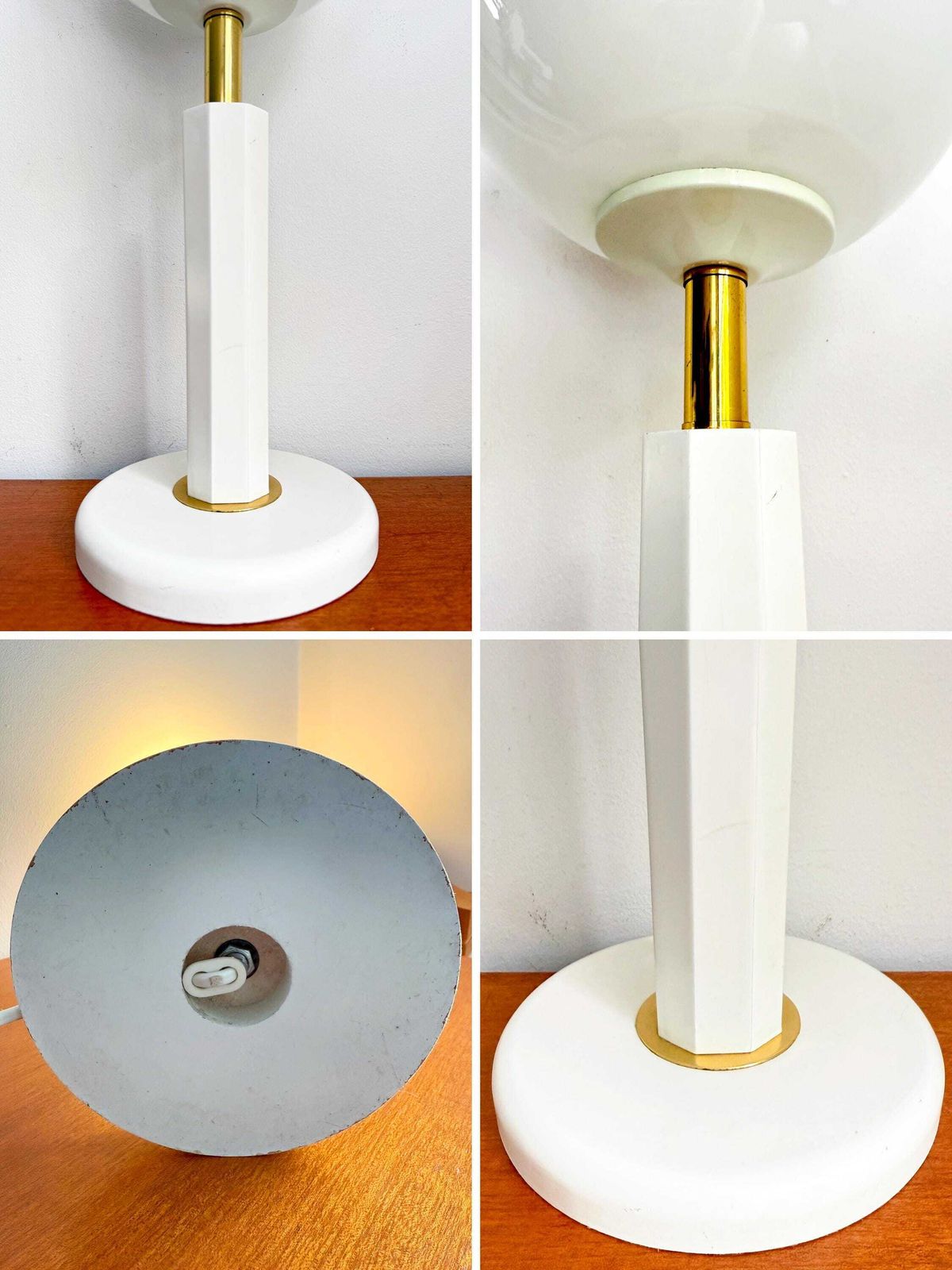 Verlichting Vintage Bony Design Tafellamp | Hout, Messing, Glas | Dutch Design | Jaren '80 | Mid Century photo