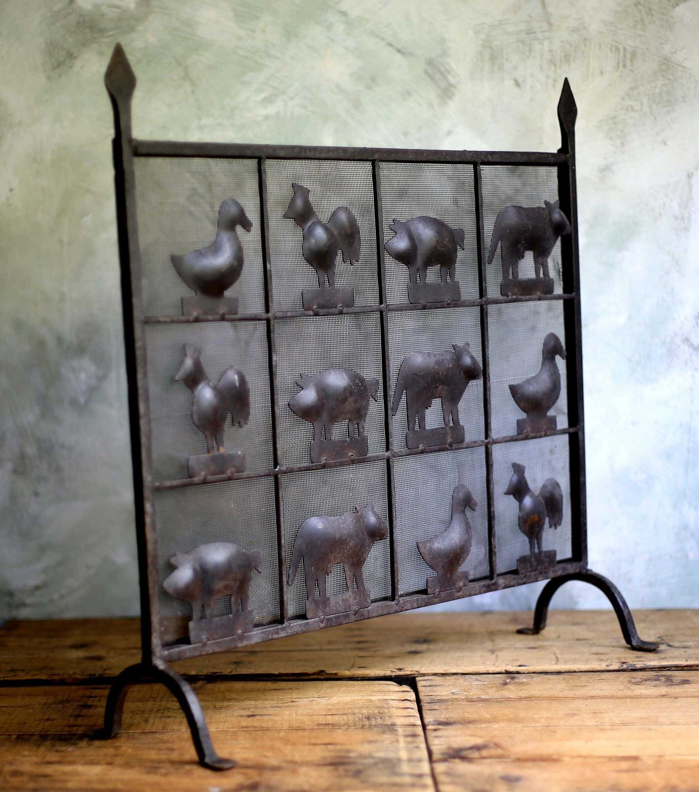 photo for sale Atelier De Marolles Animal Firescreen Jean Touret Wrought Iron Fire Guard Firewall 1950s Brutalism