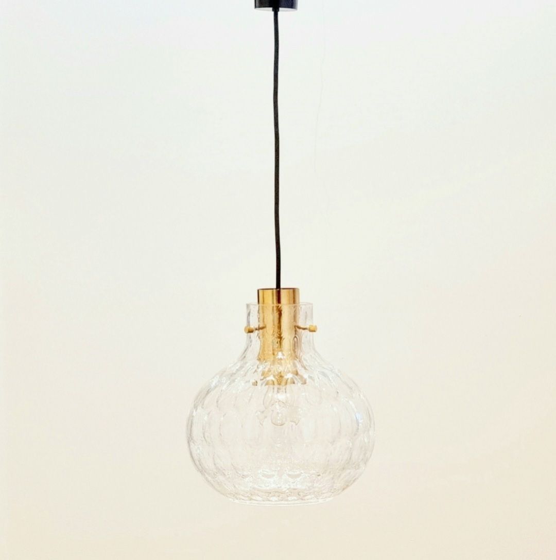 Mid Century Bubble Glass & Brass Ceiling Light By Helena Tynell For Limburg, Germany, 1960s photo for sale