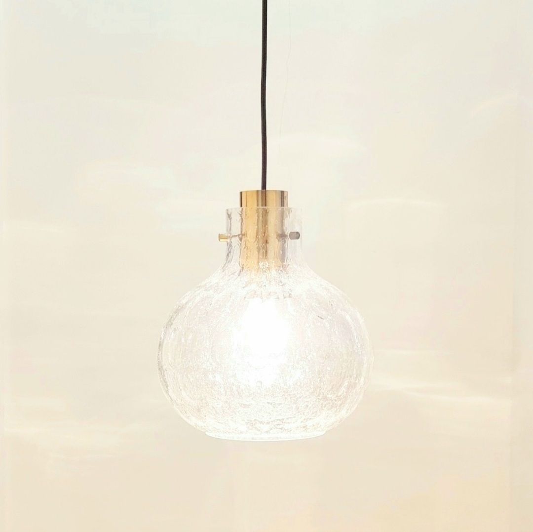 Mid Century Bubble Glass & Brass Ceiling Light By Helena Tynell For Limburg, Germany, 1960s photo 380.0