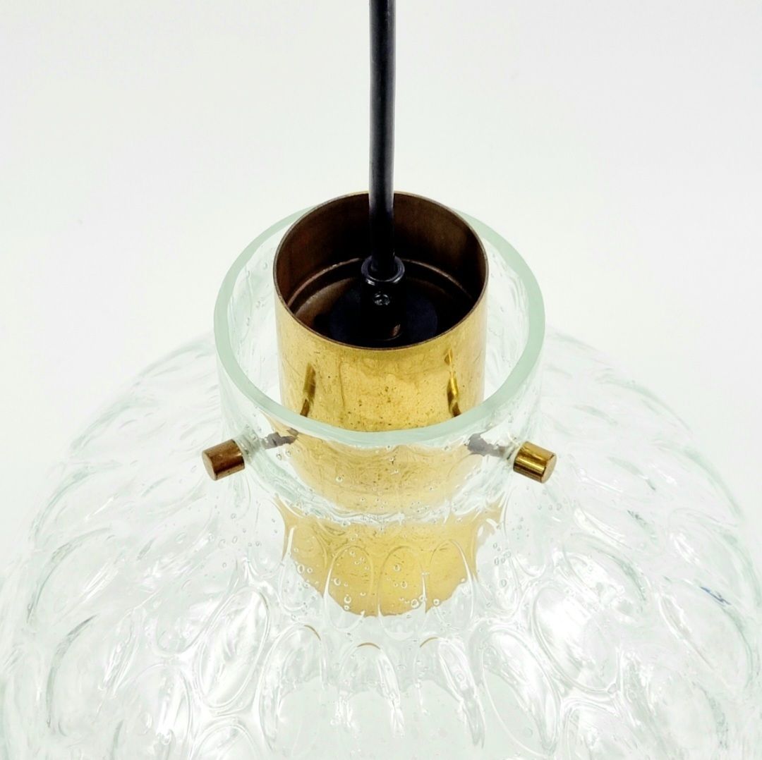 Mid Century Bubble Glass & Brass Ceiling Light By Helena Tynell For Limburg, Germany, 1960s photo vinterior