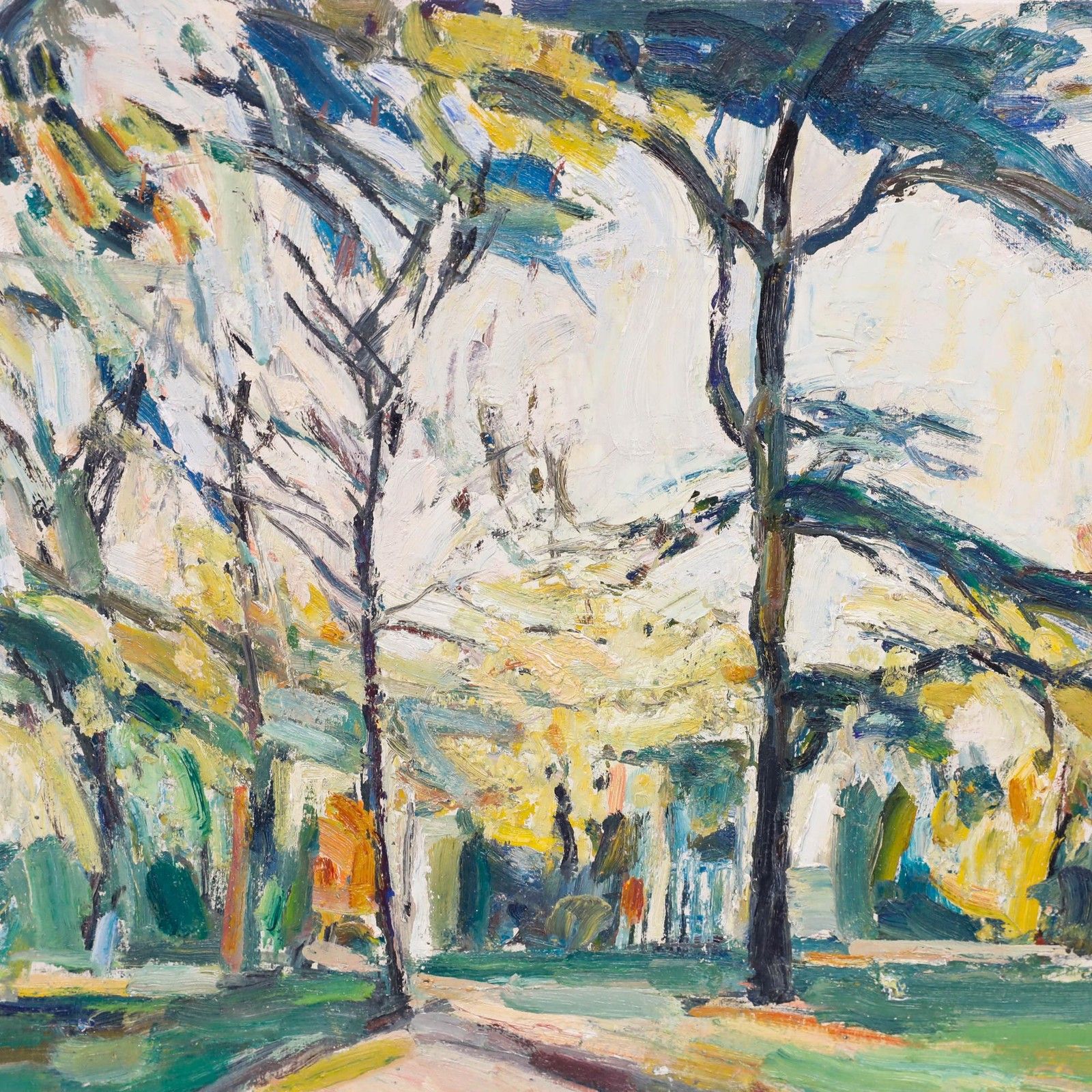 Charles Betremieux (1919 1997) 20th Century Oil, Afternoon In The Park photo furniture