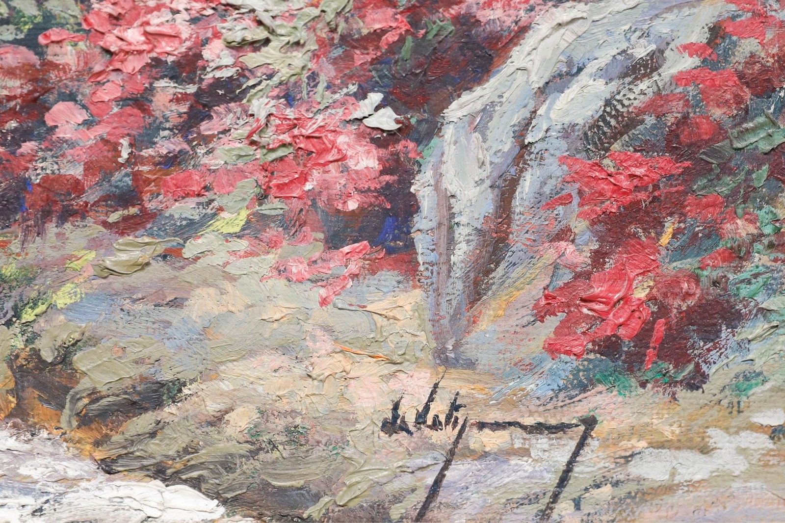 Attila Mendly De Vétyemy (1911 1964) Mid 20th Century Oil, Village In Bloom photo vinterior