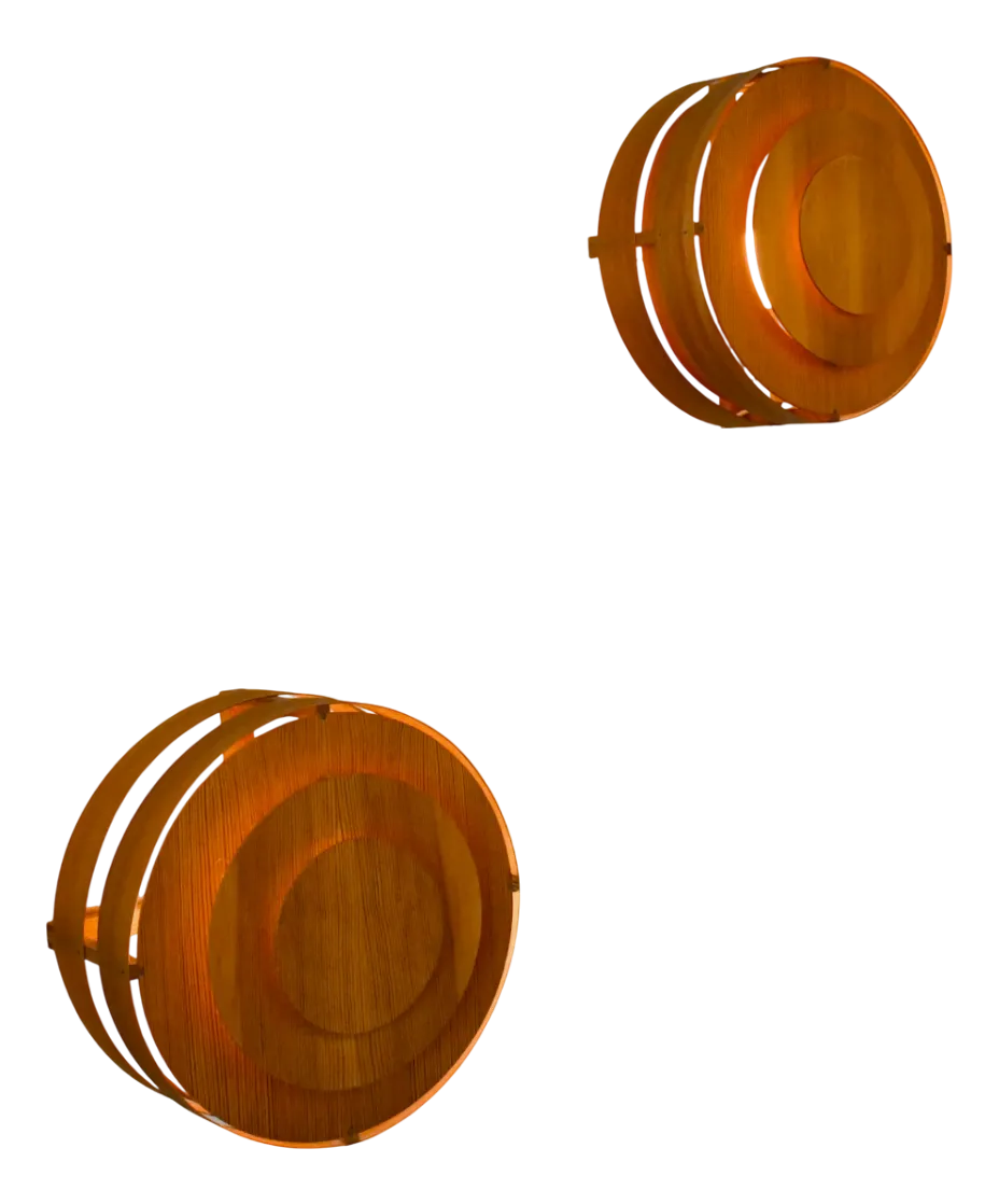 Prototype Wandlampen Van Grenenhoutfineer Door Hans Agne Jakobsson Voor Ellysett, 1961, Set Van 2