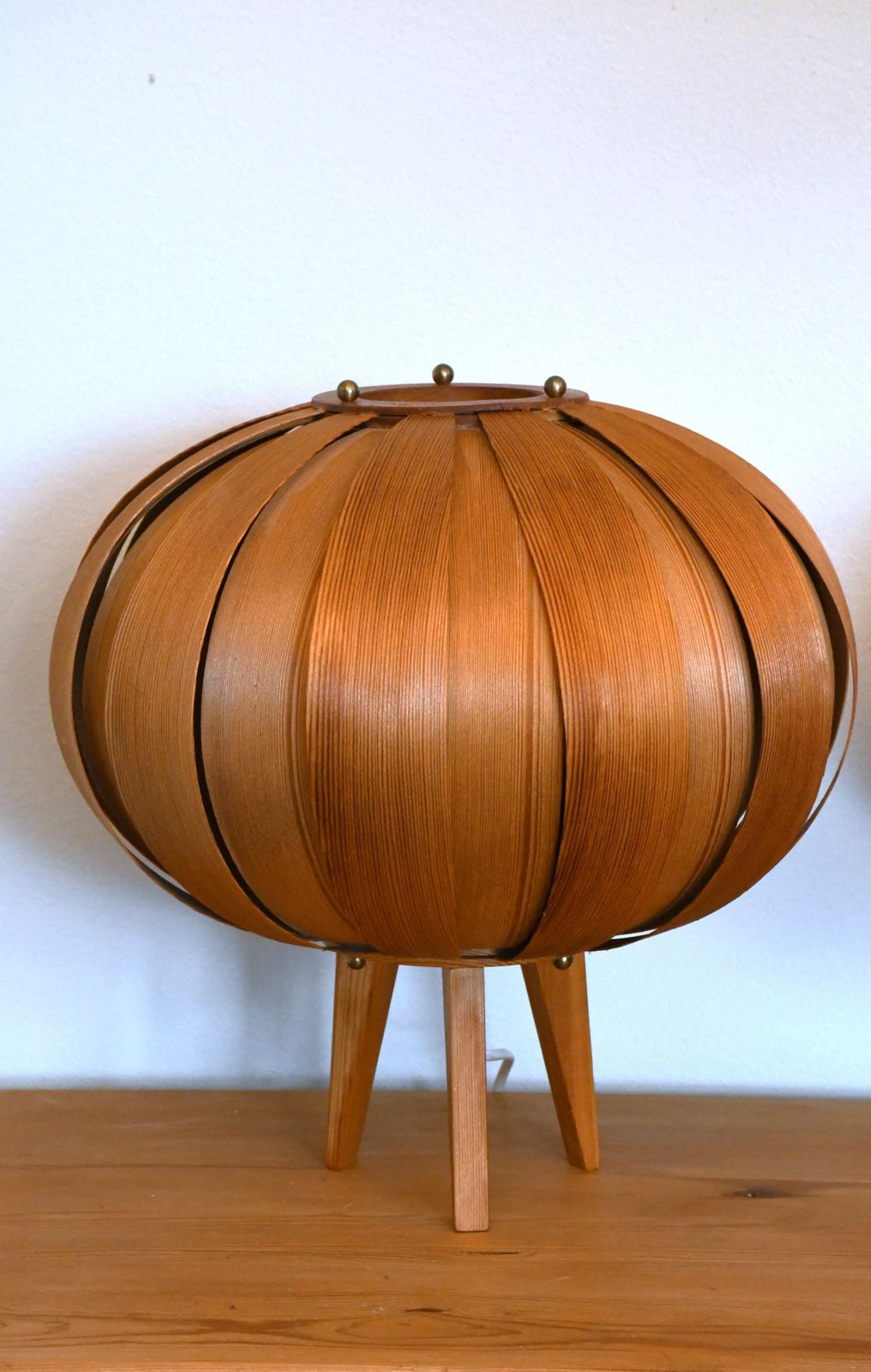 Swedish Pine Veneer Table Lamps By Hans Agne Jakobsson For Ellysett, 1960s, Set Of 2 photo vintage