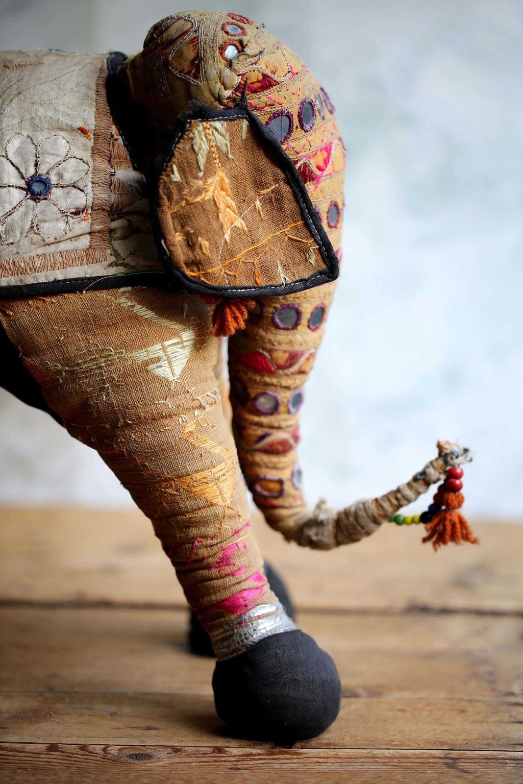 Large Antique Indian Stuffed Elephant Traditional Folk Art photo Art