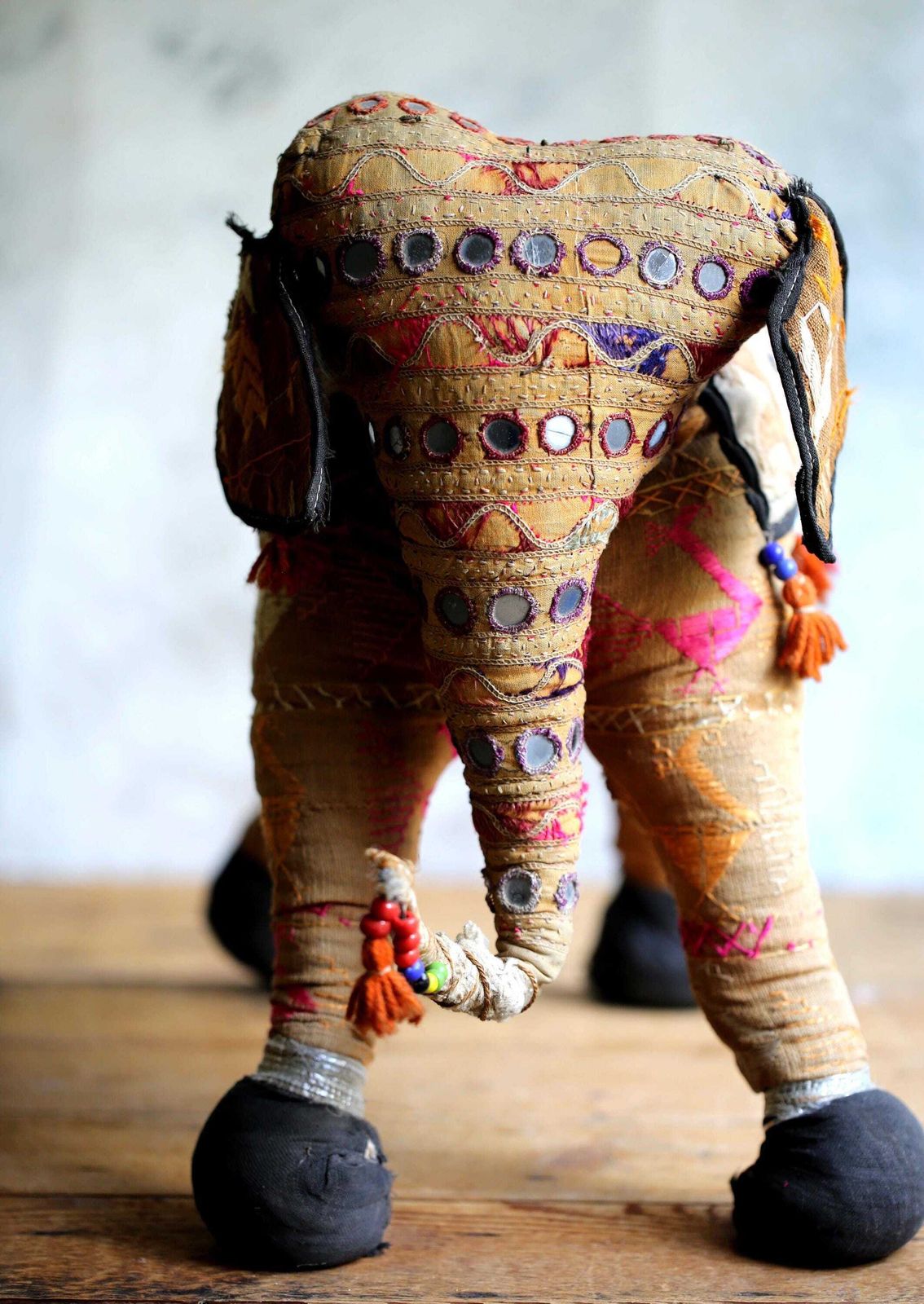 Large Antique Indian Stuffed Elephant Traditional Folk Art photo 223.0