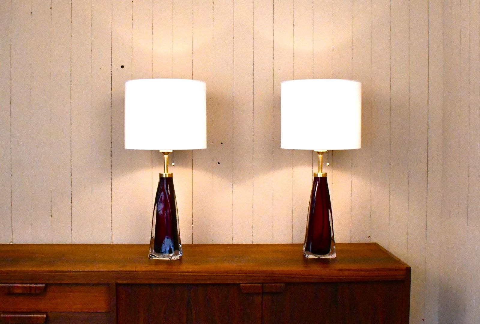 Large Swedish Ruby Red Art Glass Table Lamps By Carl Fagerlund For Orrefors, 1950s, Set Of 2 photo 1790.0