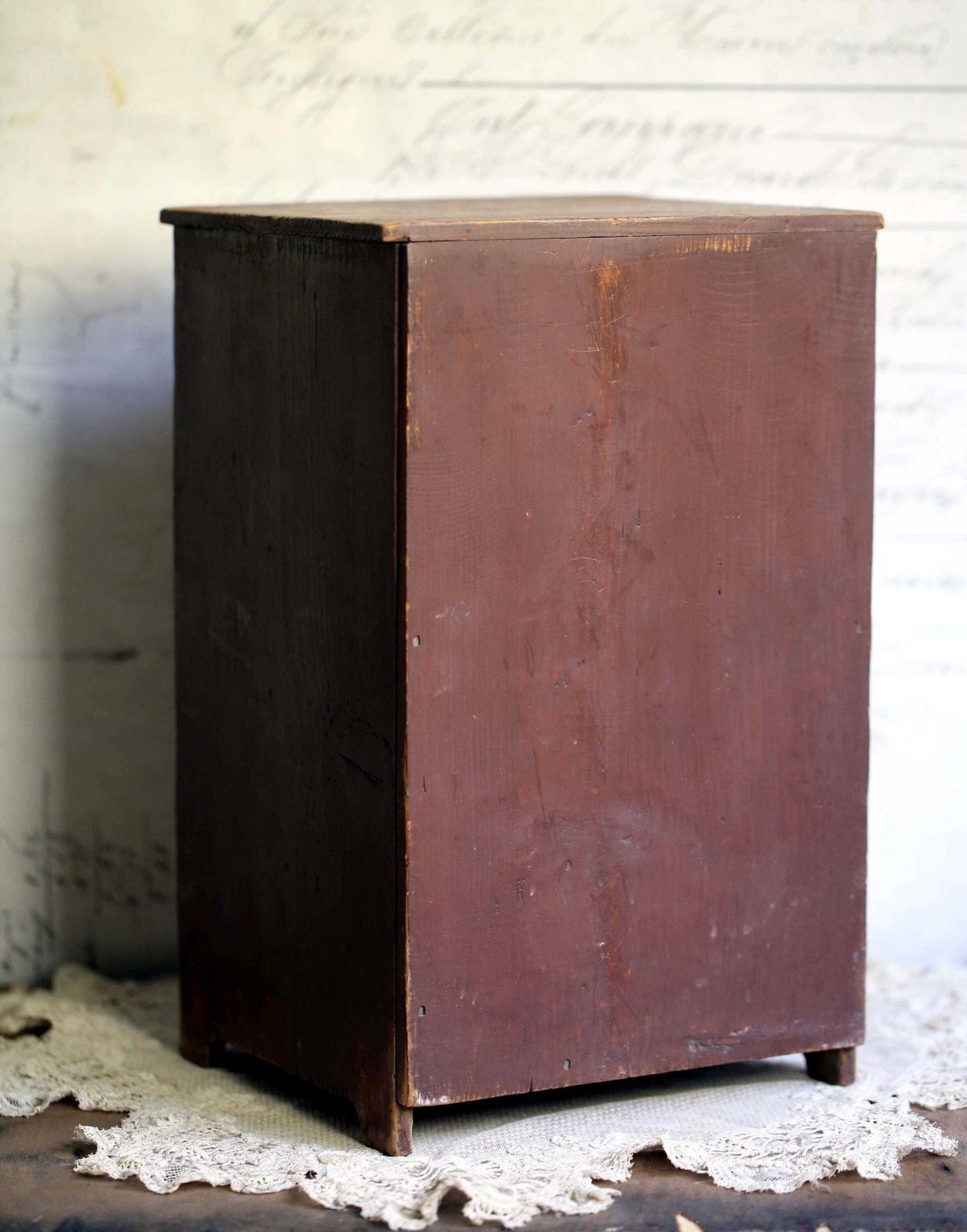 photo for sale Antique Watchmakers Drawers Distressed Wooden Storage Chest Miniature Furniture