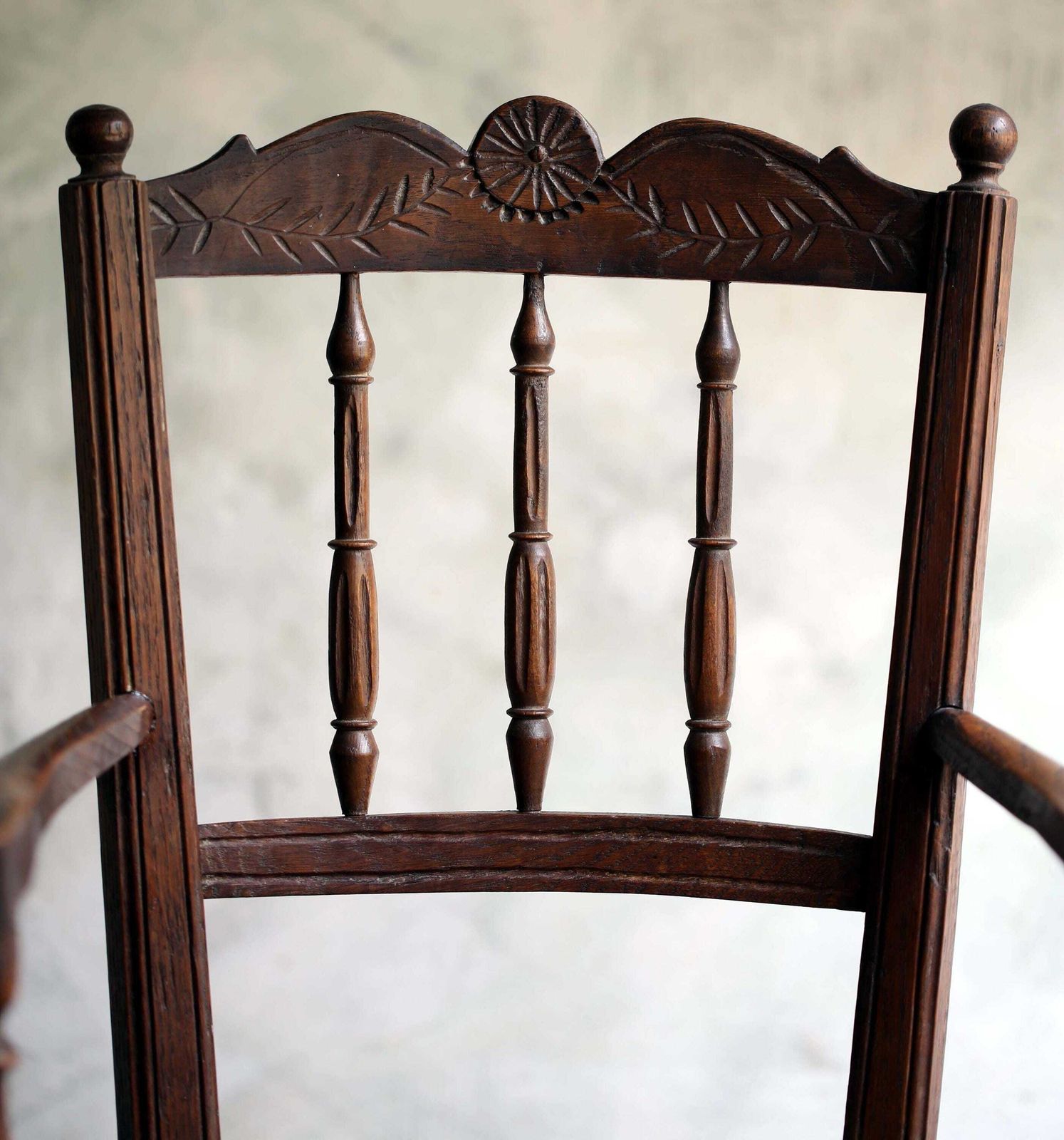 Child Antique Chair Wooden Miniature French Carved Woven Straw Seat Apprentice Piece photo Furniture
