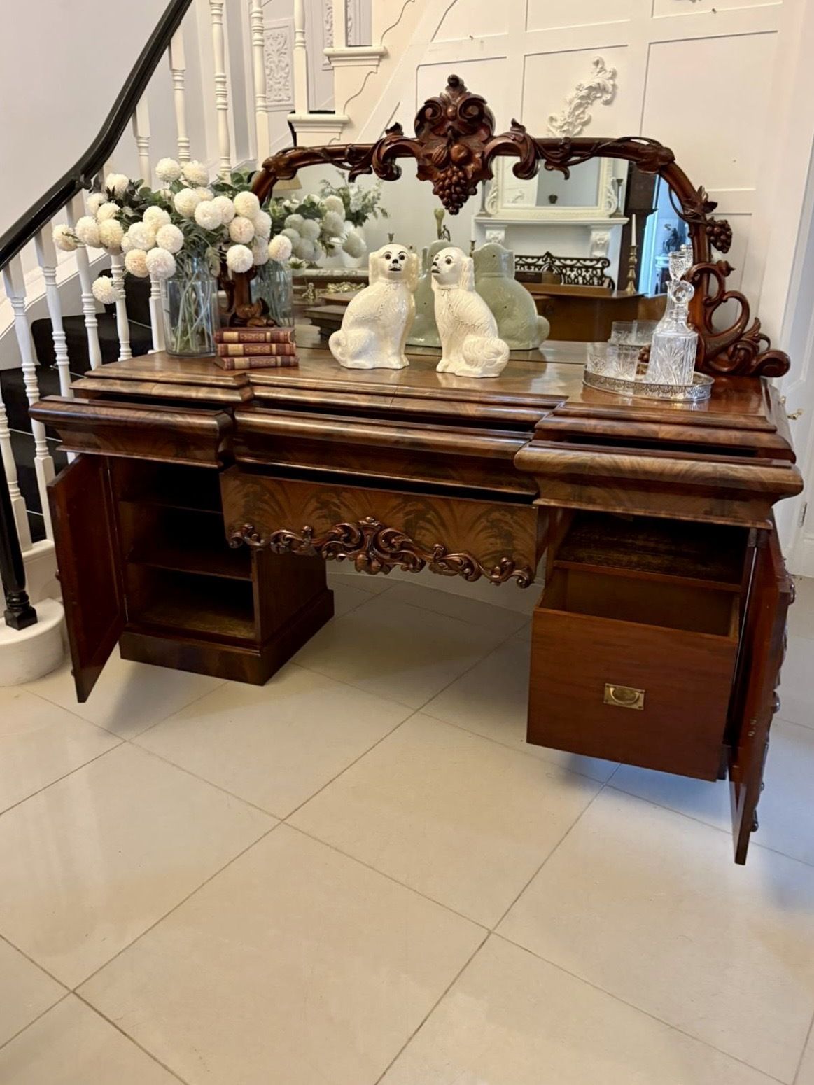 Outstanding Quality Antique 19th Century Carved Mahogany Sideboard photo Furniture