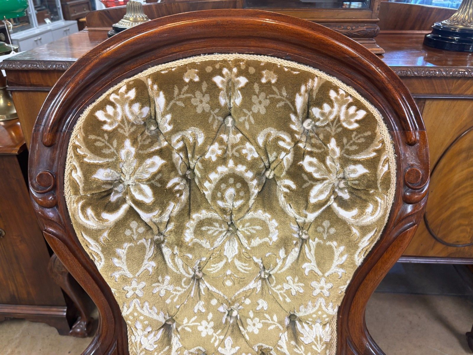 Victorian Italian Style Mahogany Salon Chair With Upholstered Footstool photo for sale