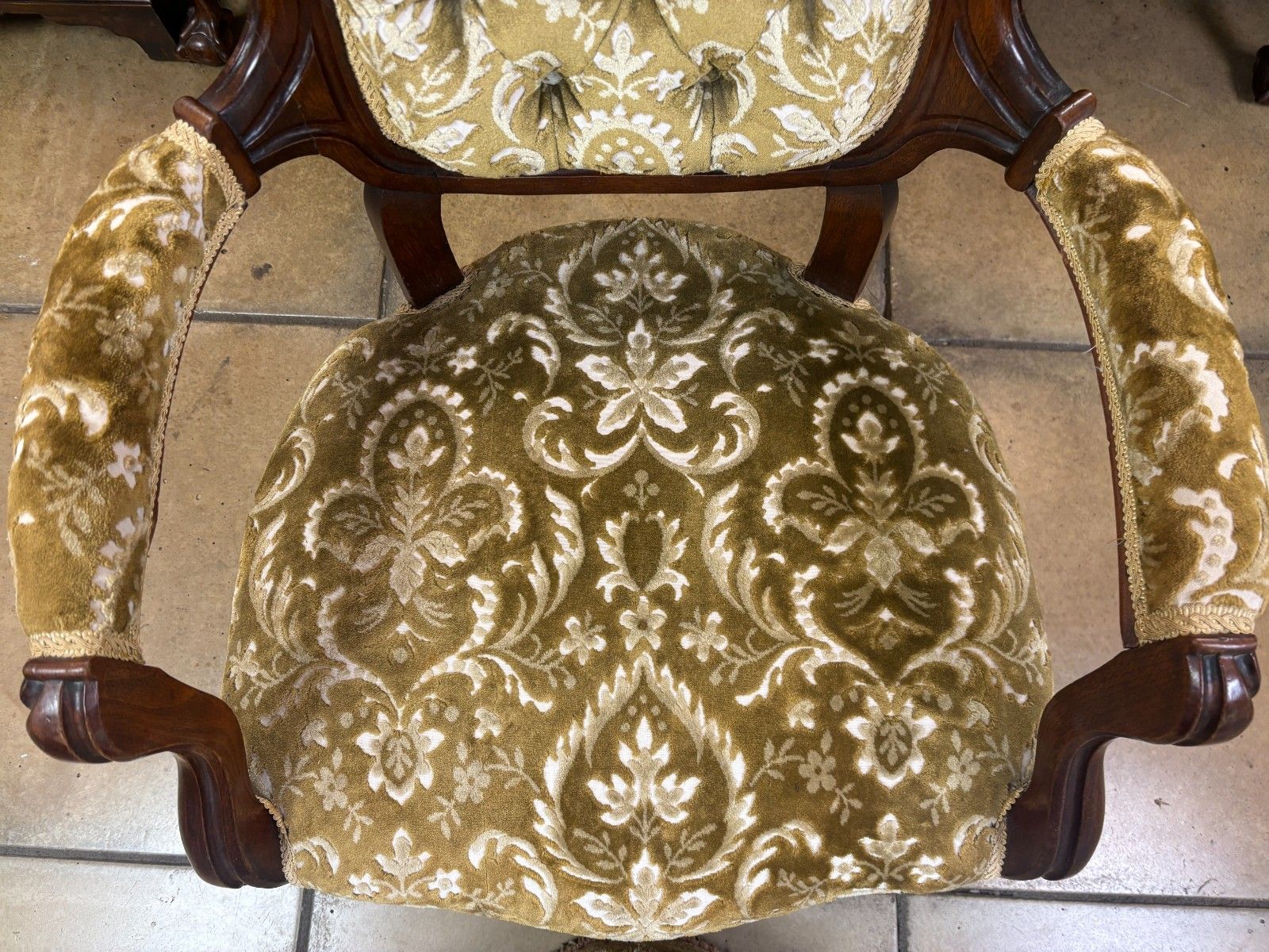Victorian Italian Style Mahogany Salon Chair With Upholstered Footstool photo buy