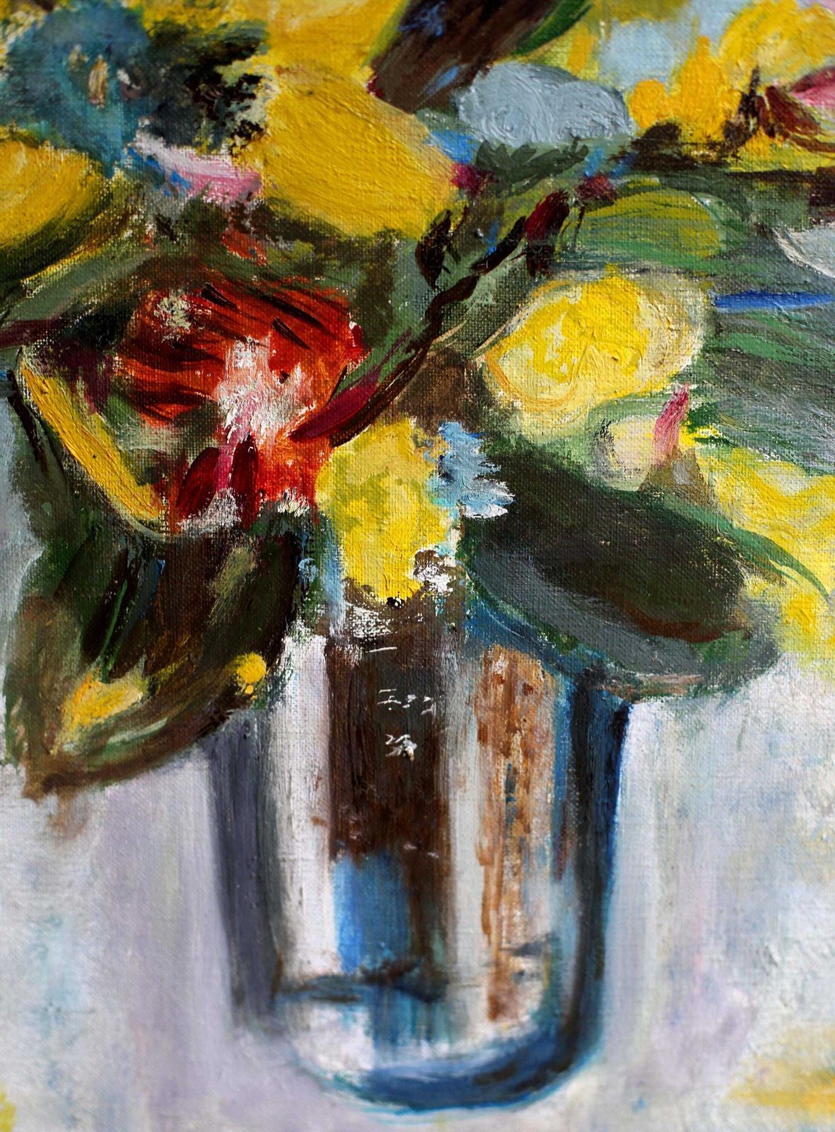 Large Original Still Life Oil Painting French Modern Floral Art photo vintage