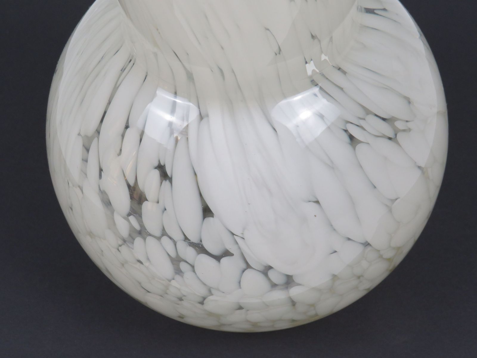 White Murano Glass Vase, Hand Blown Italian Art Glass With Sculptural Fluted Rim, 1970s photo Home Decor