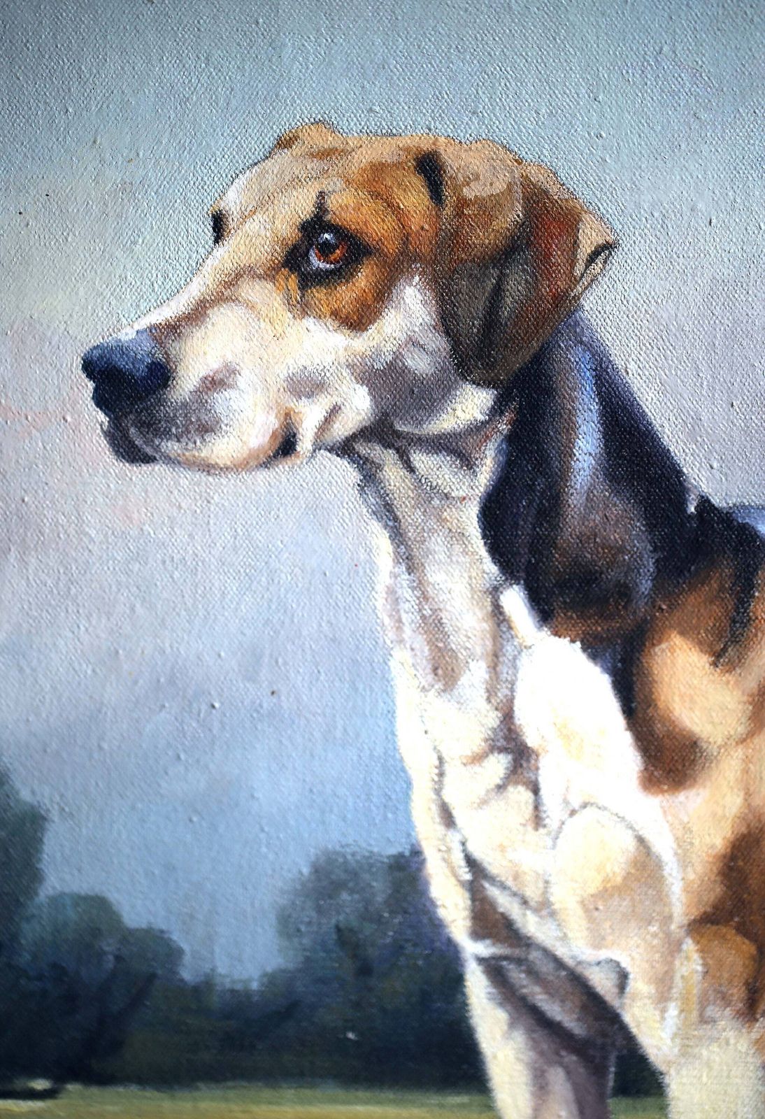 Original Andrew Haslen Oil Painting Beagle Framed Dog Wall Art photo for sale
