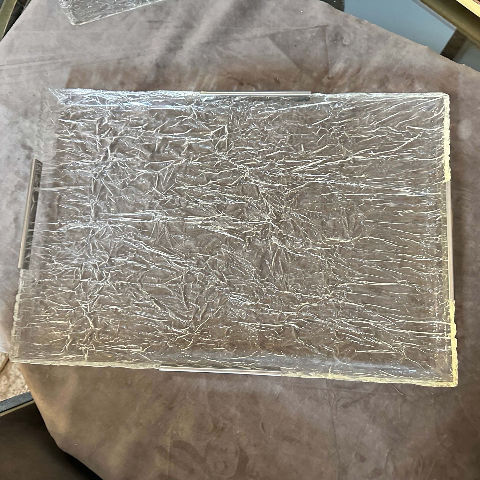 1980s Modernist Ice Lucite And Silver Plated Italian Tray By Ulderico Cavinato photo furniture