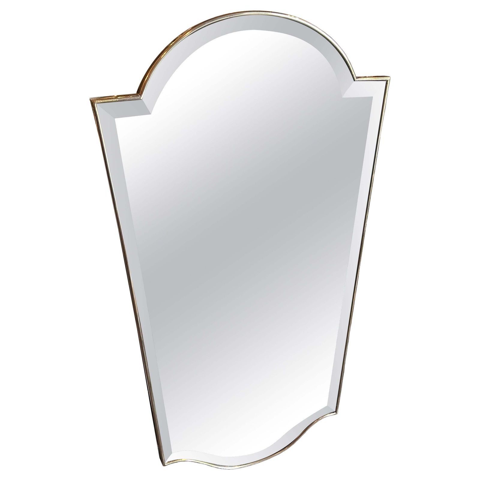 1950s Gio Ponti Style Mid Century Modern Brass Italian Wall Mirror