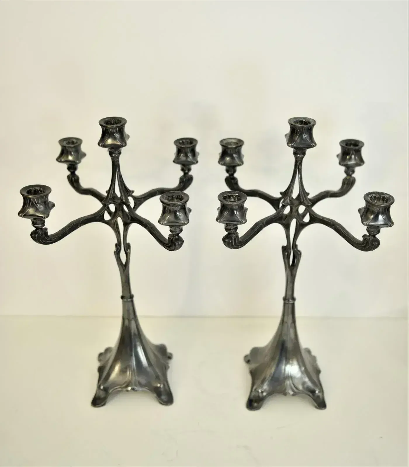 Large Art New German Silverplate Candelabras From Judgendstil, Set Of 2 photo vinterior