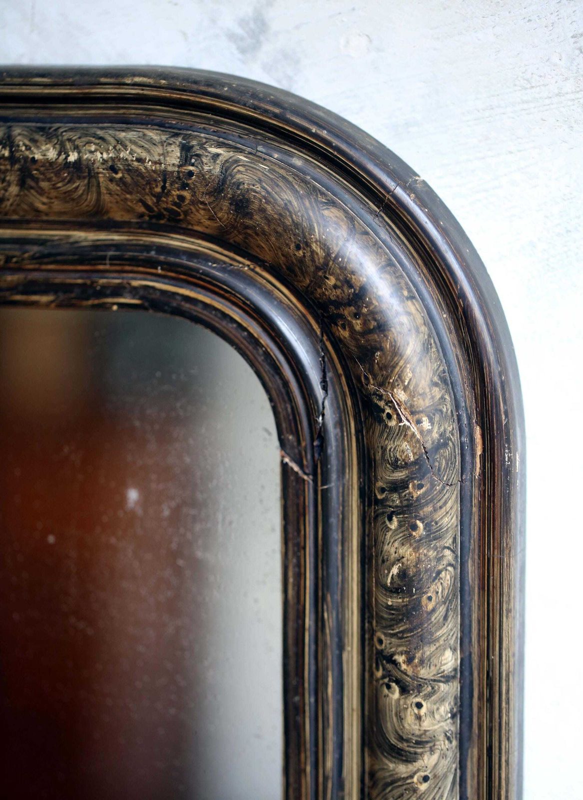 Antique French Mirror: Louis Philippe Style Faux Marble Frame photo vinterior