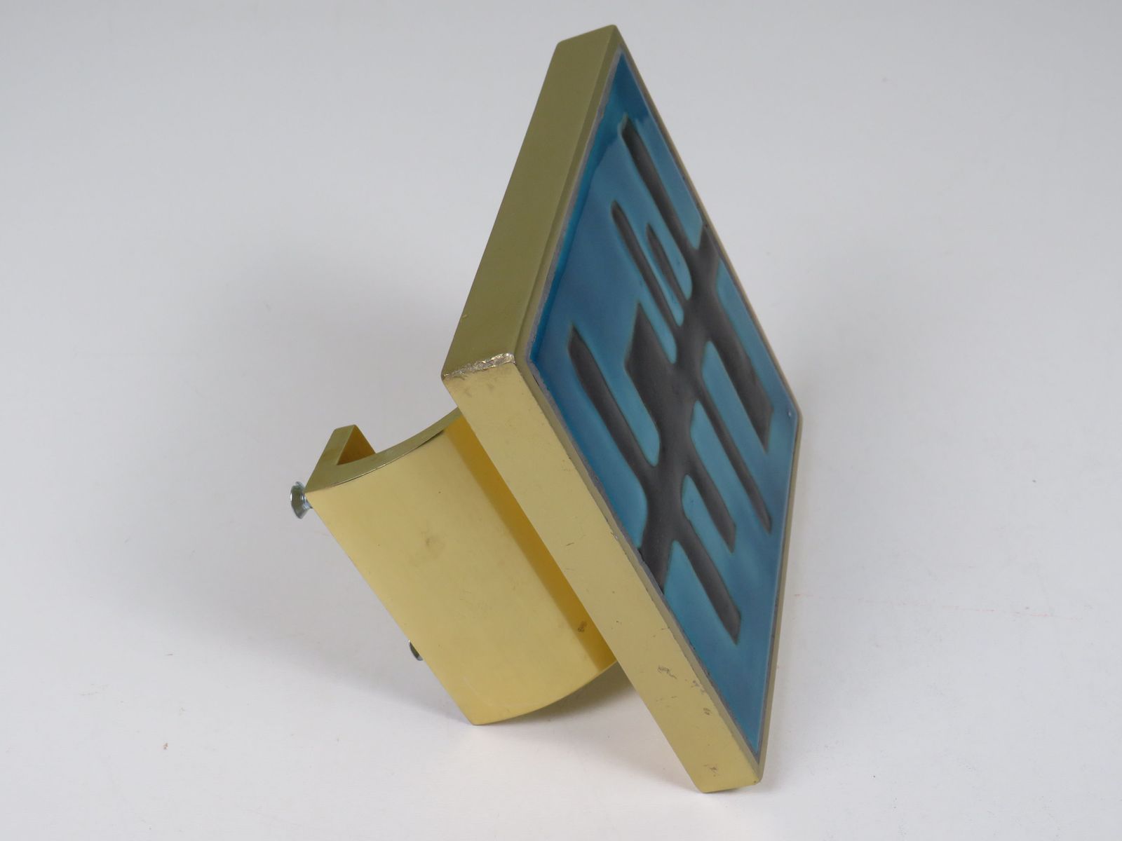 Door Handle With Amphora Ceramic Tile, Belgium 1960s, Blue Modernist Design photo 260.0