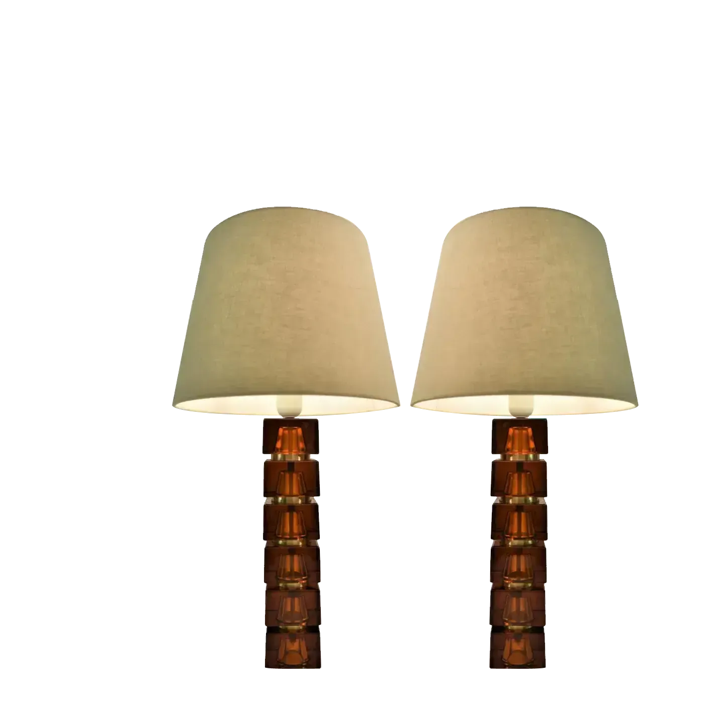 Art Glass Table Lamps By Carl Fagerlund For Orrefors, Set Of 2