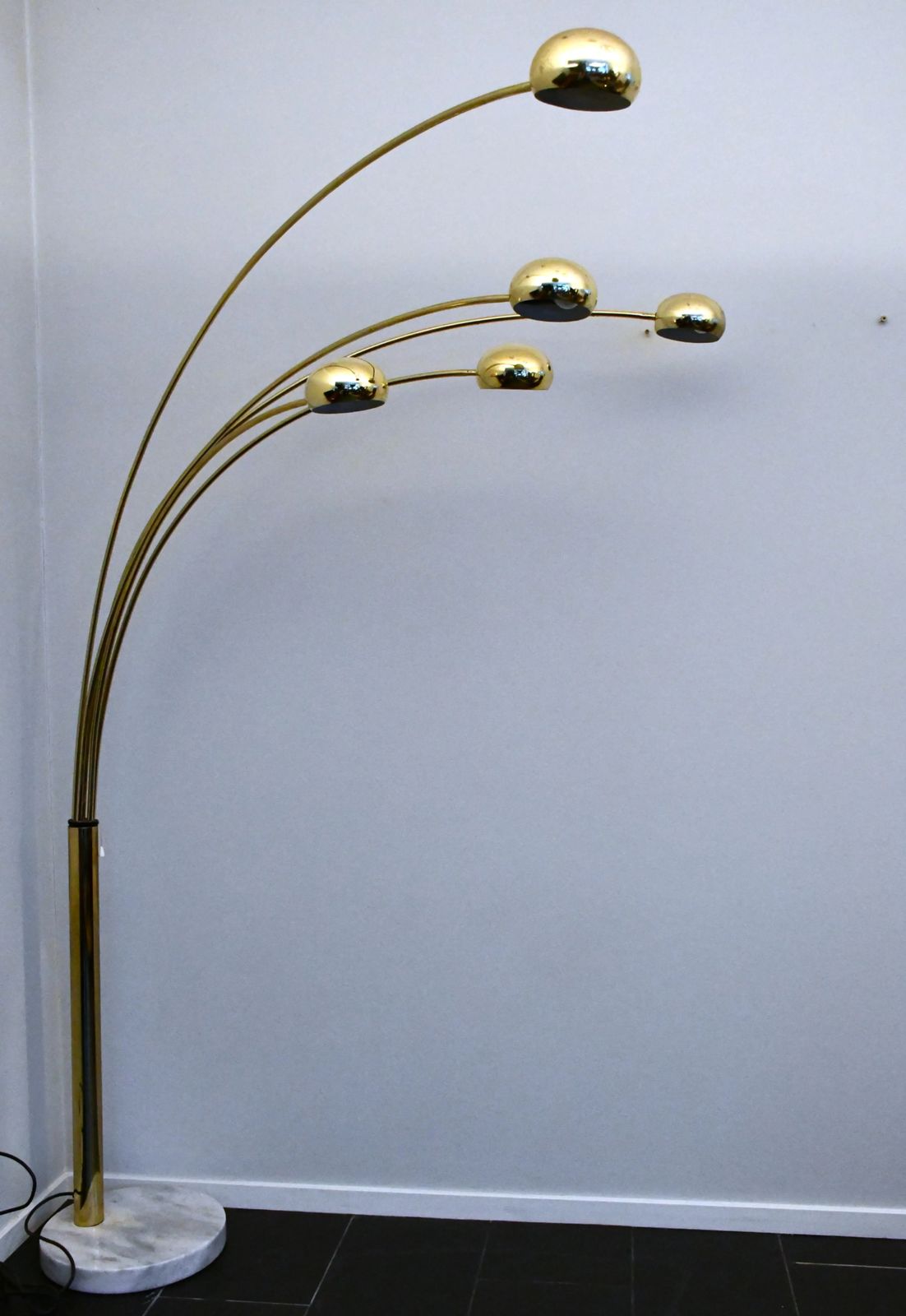 Vintage Swedish Five Arm Brass And Marble Base Floor Lamp, 1980s photo 1133.0