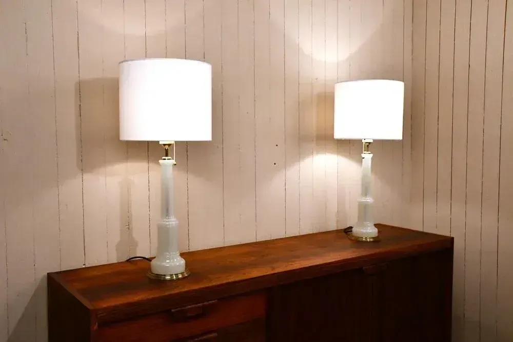 Large Swedish Glass And Brass Table Lamps By Josef Frank For Firma Svenskt Tenn, 1940s, Set Of 2 photo furniture