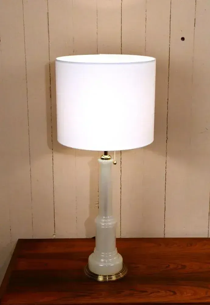 Large Swedish Glass And Brass Table Lamps By Josef Frank For Firma Svenskt Tenn, 1940s, Set Of 2 photo Lighting