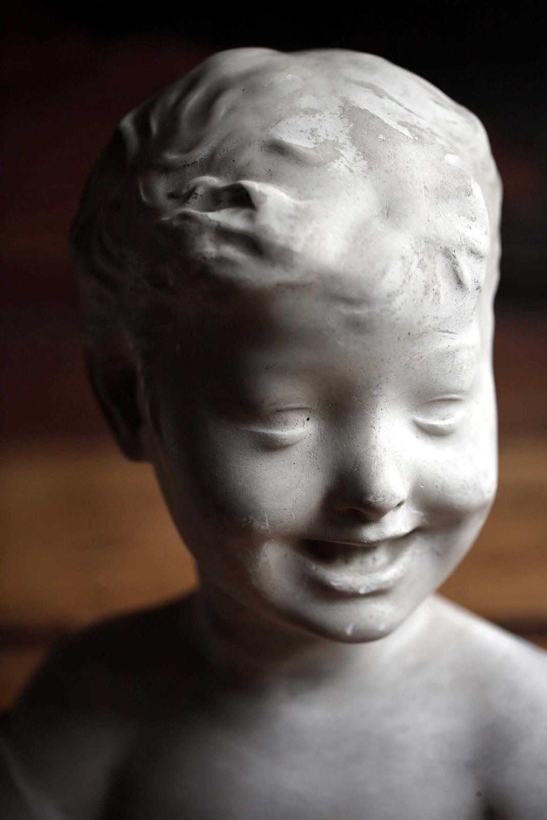 Large Antique Bust Laughing Child Plaster Statue Of A Boy Desiderio Da Settignano photo 214.0