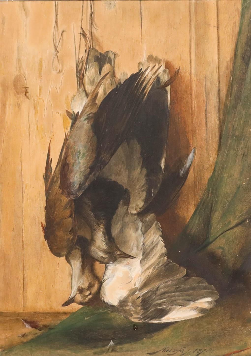 A. Fairfax (Act. C. 1881) 1878 Watercolour, Plovers photo furniture