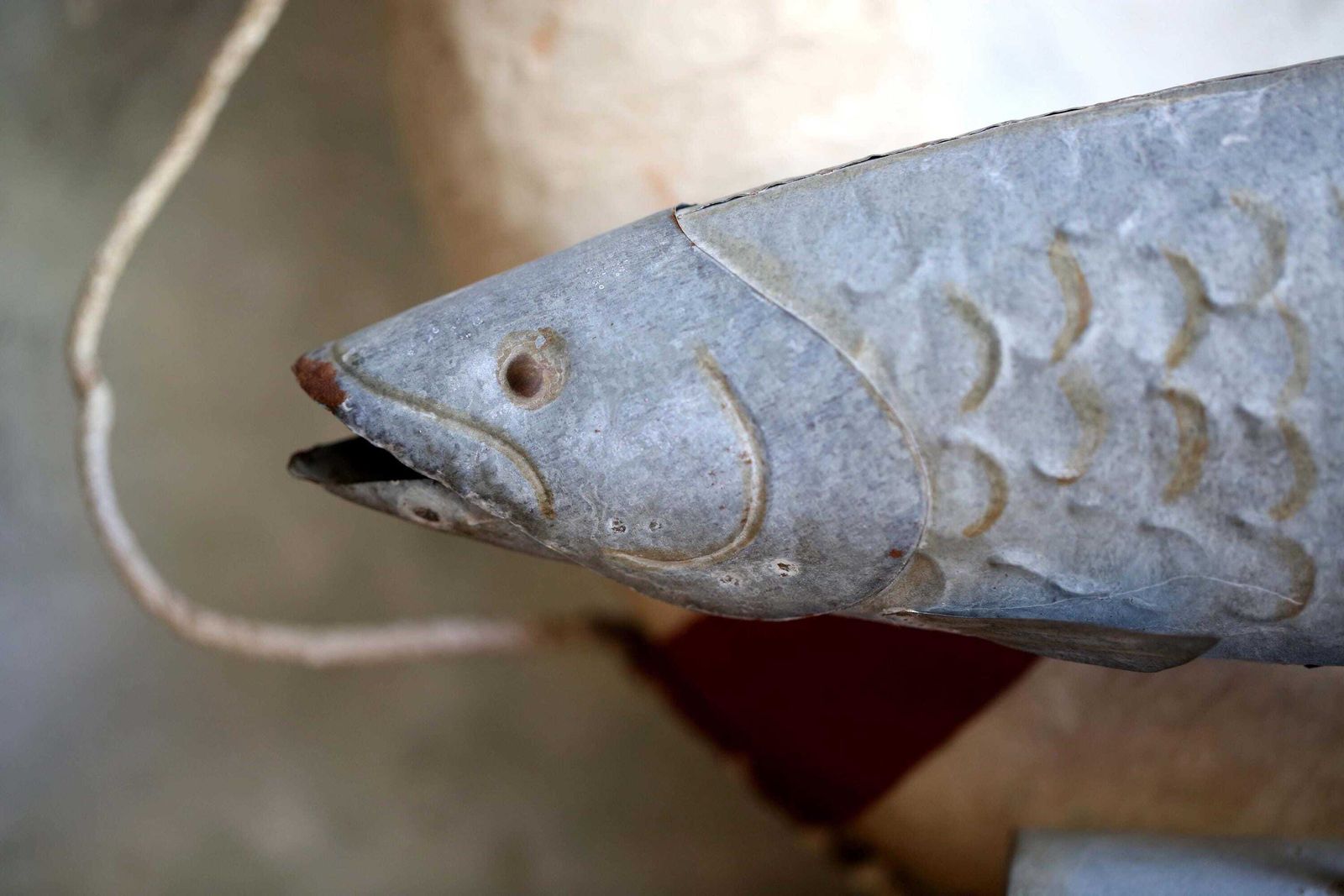 photo furniture Large Zinc Fish Vintage Metal Model Art Statue With Stand