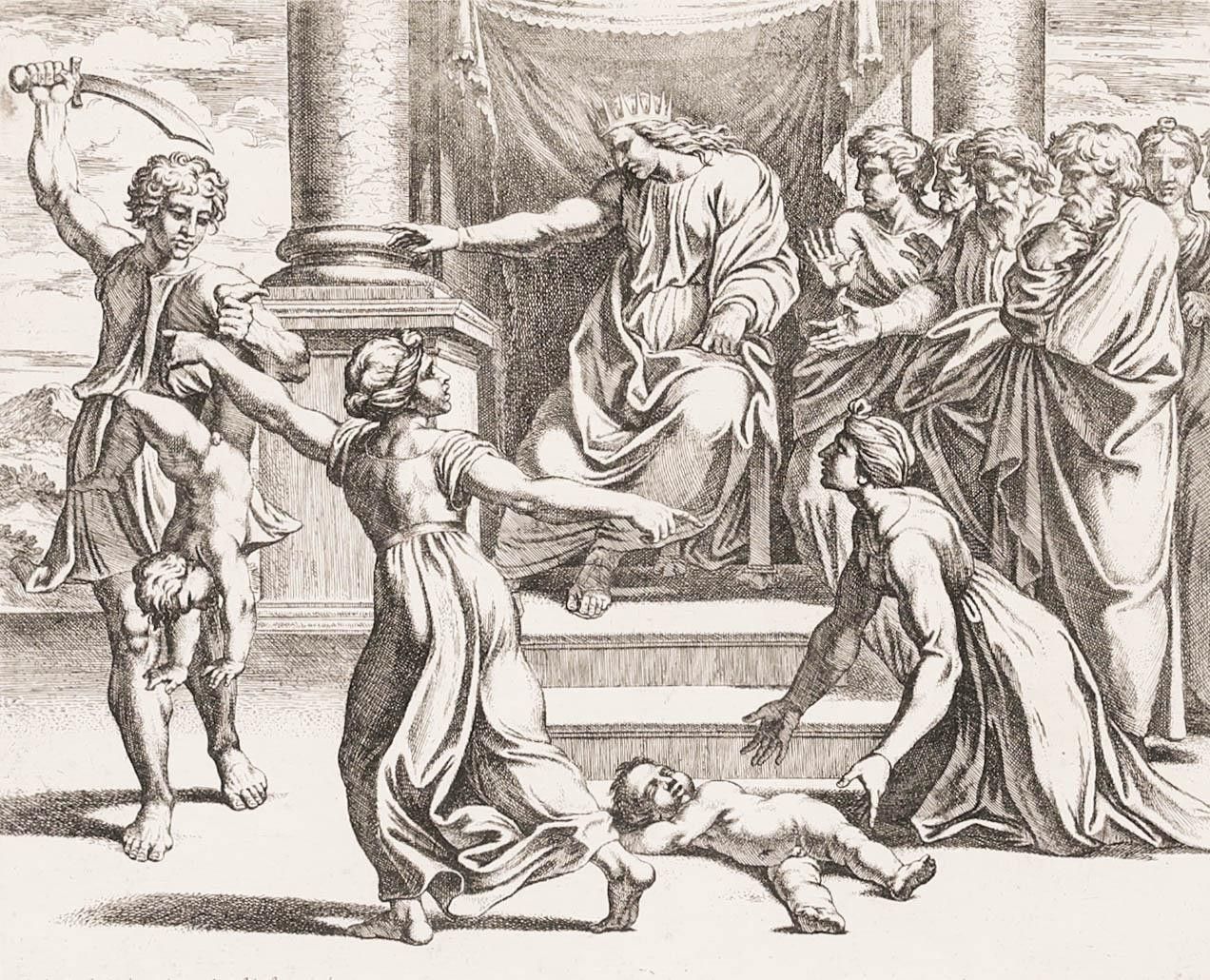 Nicolas Chaperon (1612 1656) After Raphael Engraving, Judgement Of Solomon photo furniture